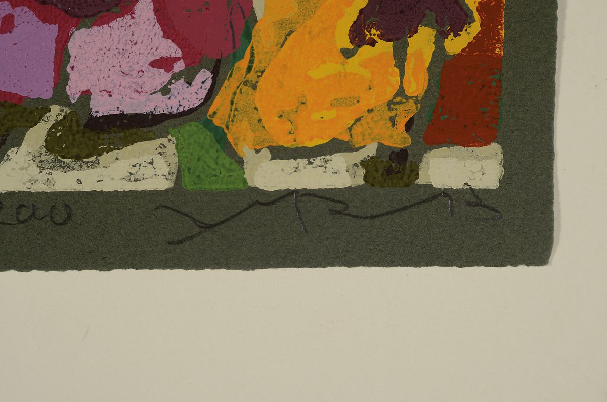 Detail a: Klaus Fussmann, geb. 1938, Farblinolschnitt "Blumen" , handsign., num. 114/200, ca. 11 ,5x15 cm