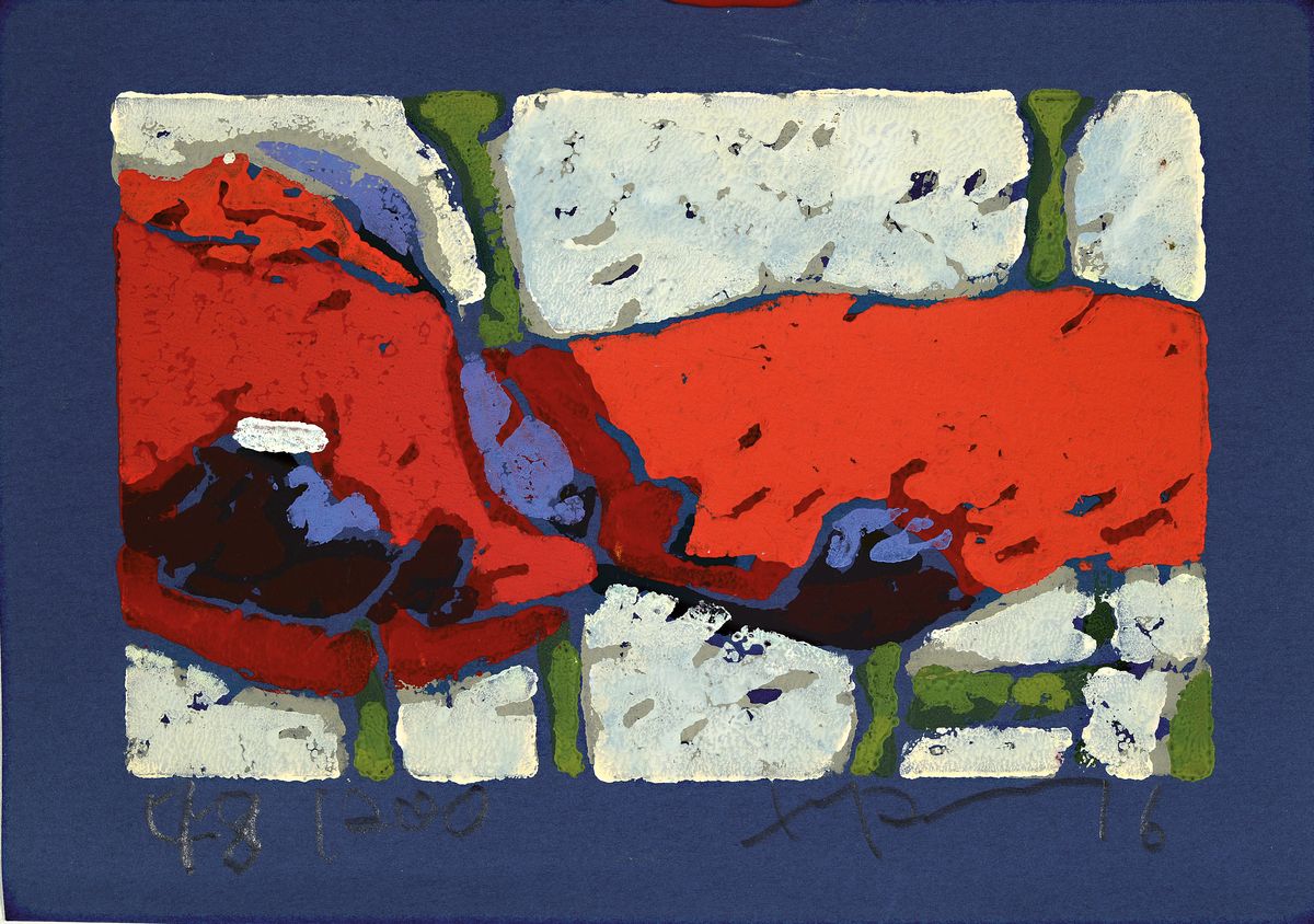 Klaus Fussmann, geb. 1938, Farblinolschnitt,"Mohn", handsign., num. 48/200, ca.13x18 cm