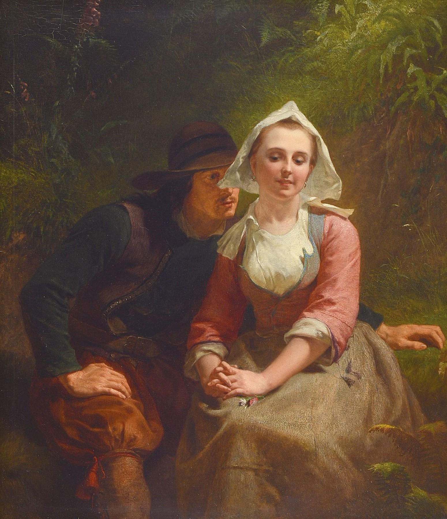 Frederick Goodall, 1822 London - 1904, Mitglied der Royal Academy, rückseitig auf Etikett und auf dem Rahmen betitelt: "The Proposal", ...