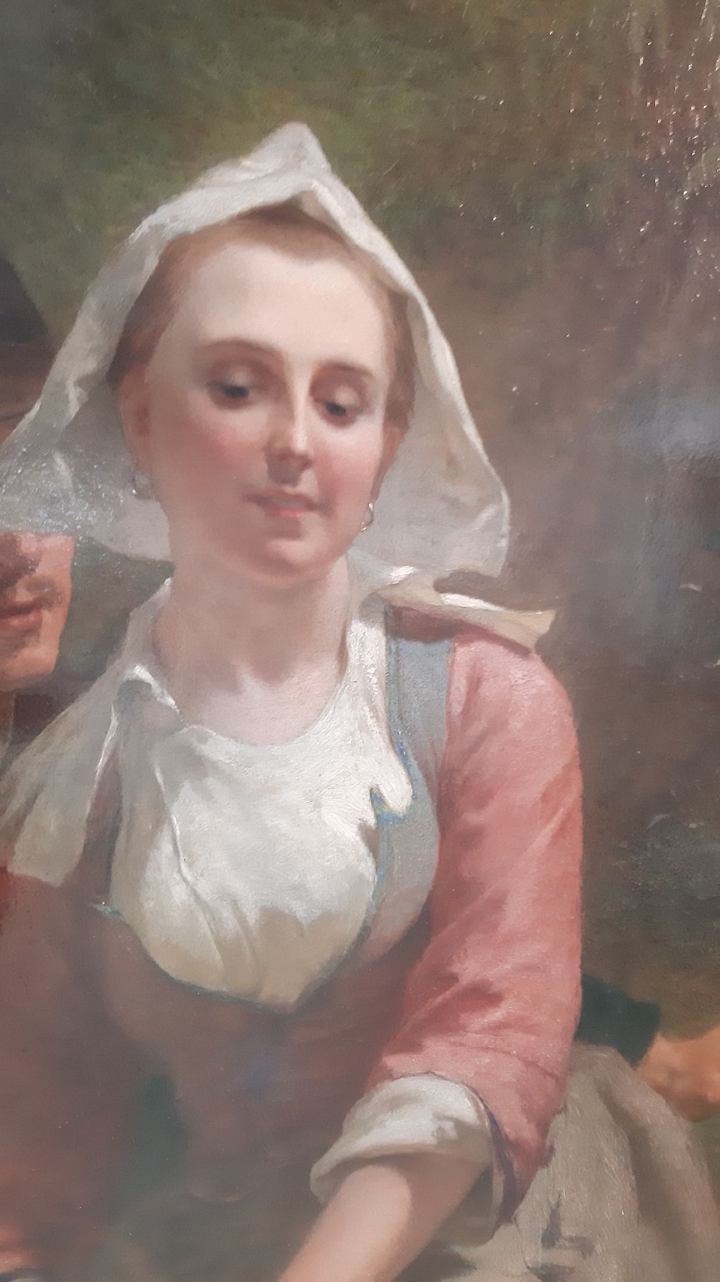 Detail b: Frederick Goodall, 1822 London - 1904, Mitglied der Royal Academy, rückseitig auf Etikett und auf dem Rahmen betitelt: "The Proposal", ...