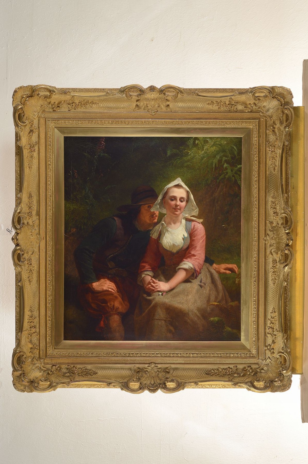 Detail k: Frederick Goodall, 1822 London - 1904, Mitglied der Royal Academy, rückseitig auf Etikett und auf dem Rahmen betitelt: "The Proposal", ...