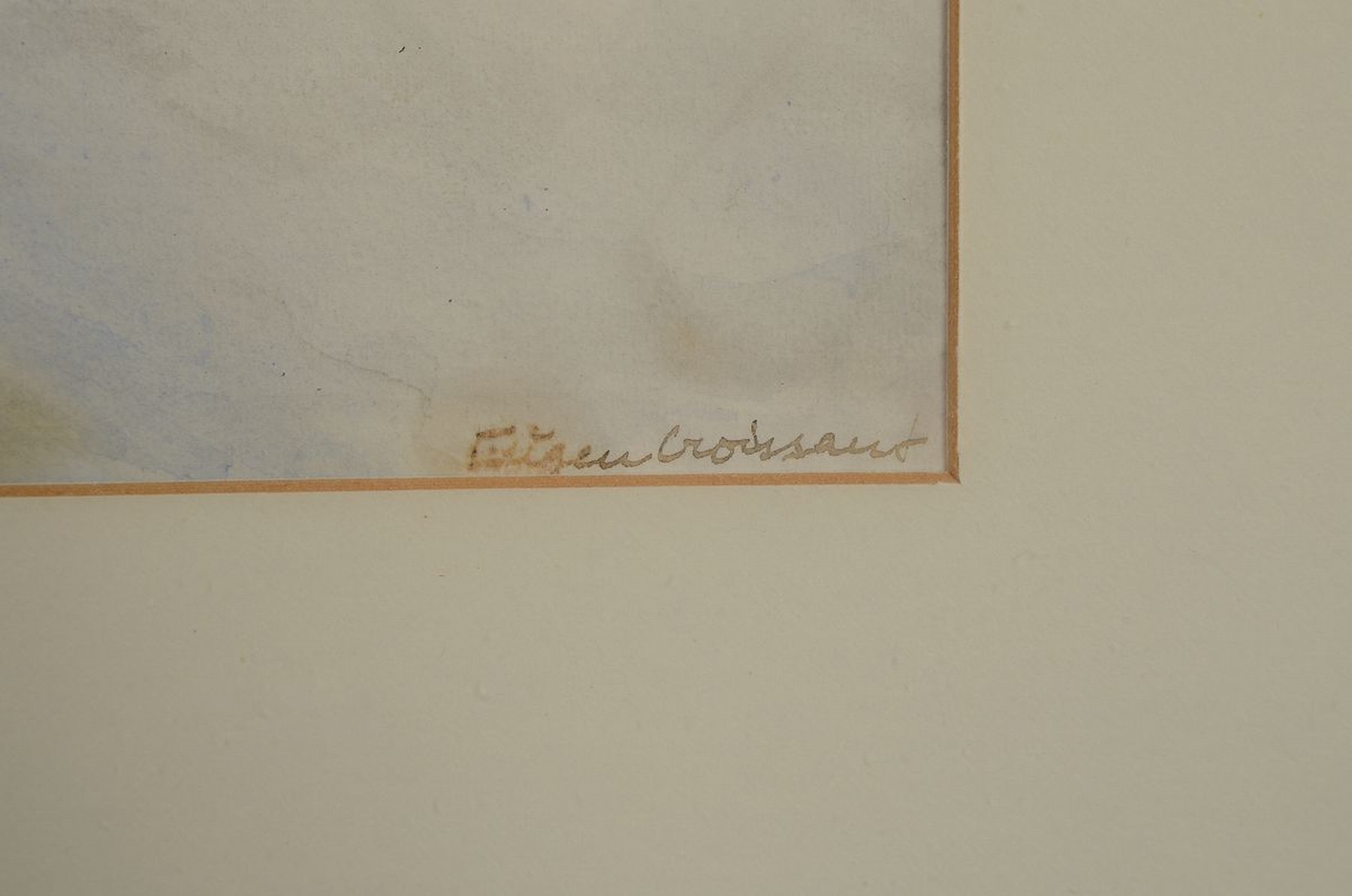 Detail a: Eugen Croissant, 1868 Landau - 1976 Breitbrunn, verschneite Dächer vor Waldlandschaft, Aquarell/Papier, re. unten signiert, 45.5 x 59 cm, unter ...