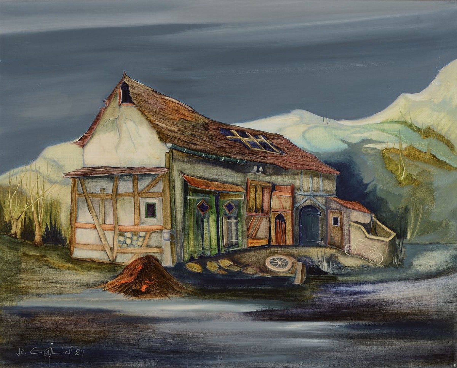 Hermann Schmidt-Schmied, 1924 Mainz - 2010, Winterlandschaft mit Hütte, 60 x 76cm, Rahmen