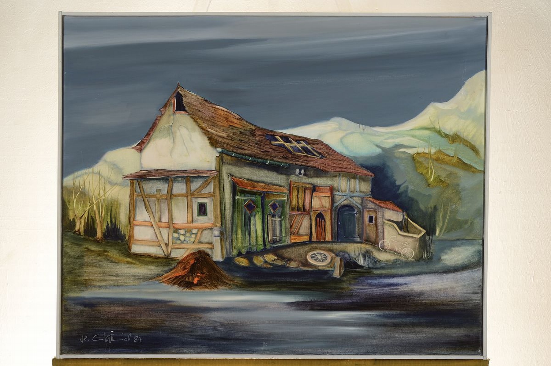 Detail k: Hermann Schmidt-Schmied, 1924 Mainz - 2010, Winterlandschaft mit Hütte, 60 x 76cm, Rahmen