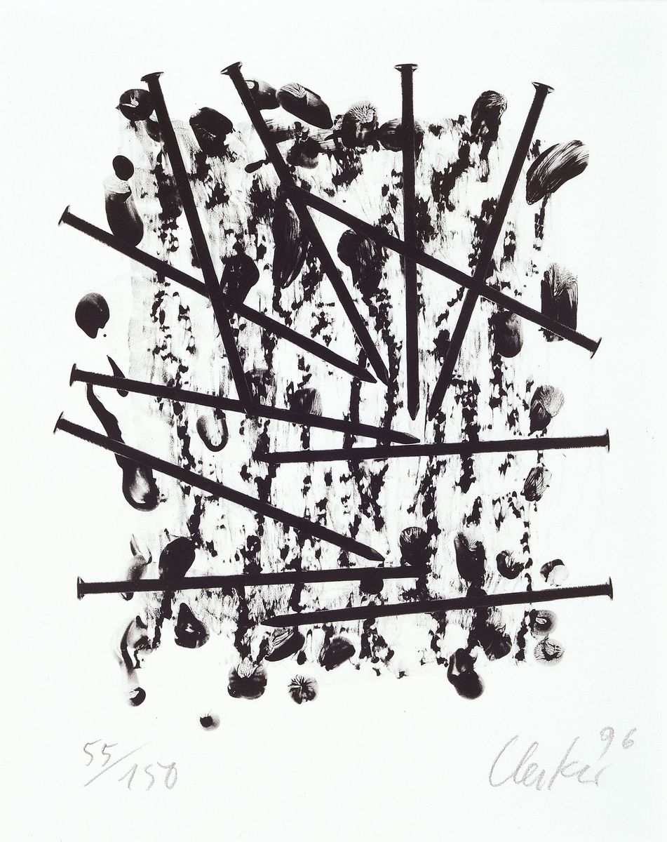 Günther Uecker, geb. 1930, Lithographie, handsigniert und dat. 96, num. 55/150, ca. 32x25cm, u.Gl., R.