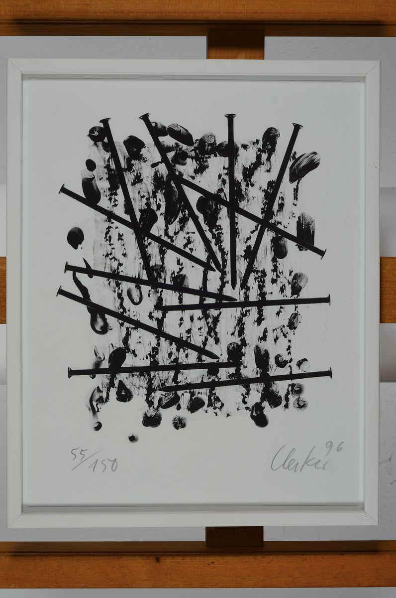 Detail k: Günther Uecker, geb. 1930, Lithographie, handsigniert und dat. 96, num. 55/150, ca. 32x25cm, u.Gl., R.