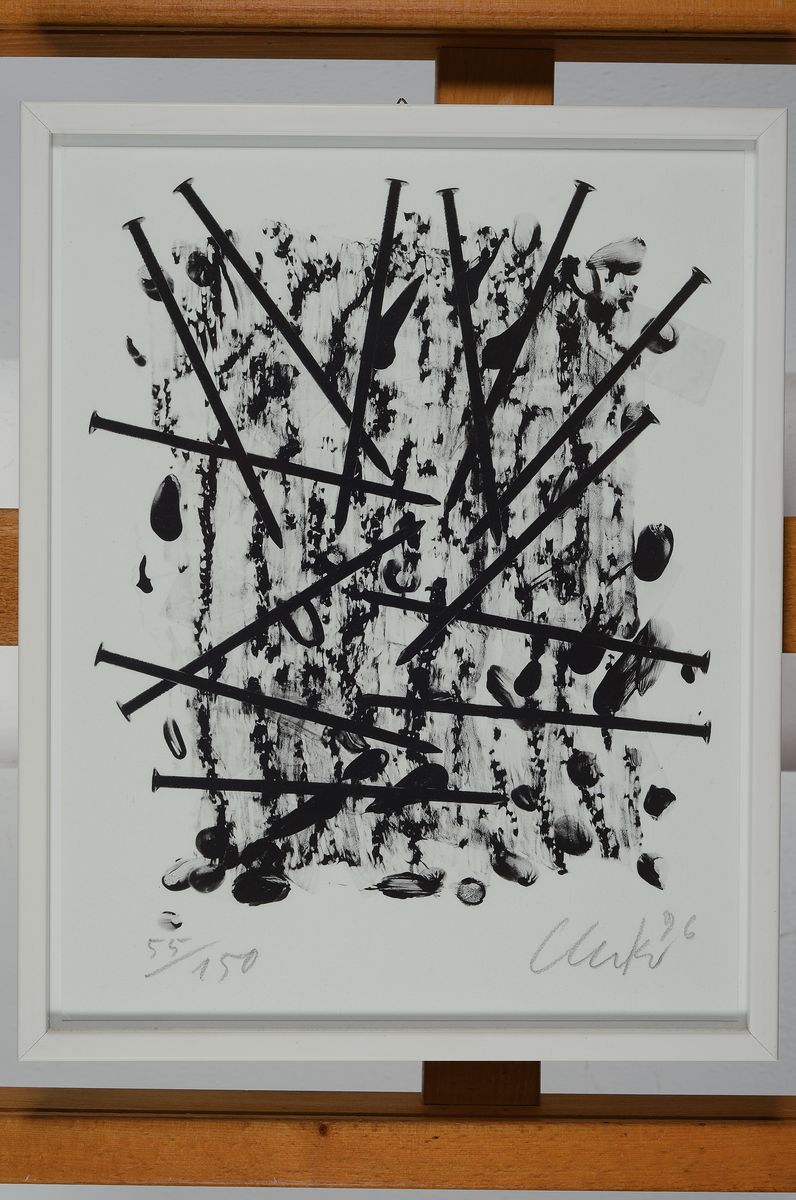 Detail k: Günther Uecker, geb. 1930, Lithographie, handsigniert und dat. 96, num. 55/150, ca. 32x25cm, u.Gl., R.