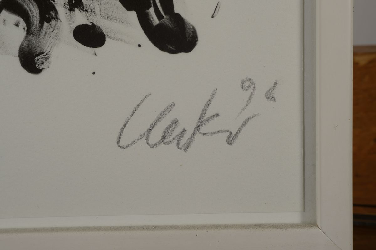 Detail a: Günther Uecker, geb. 1930, Lithographie, handsigniert und dat. 96, num. 55/150, ca. 32x25cm, u.Gl., R.
