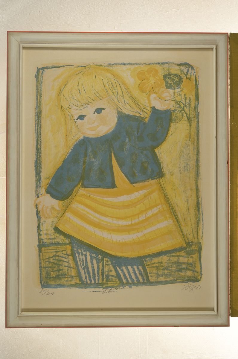 Detail k: Otto Dix, 1891 Untermhaus/Gera - 1969 Singen, "Bettina (mit Kapuzinerblume)", 1953, Farblithographie/Zerkall Bütten, 63.5 x 47 ...