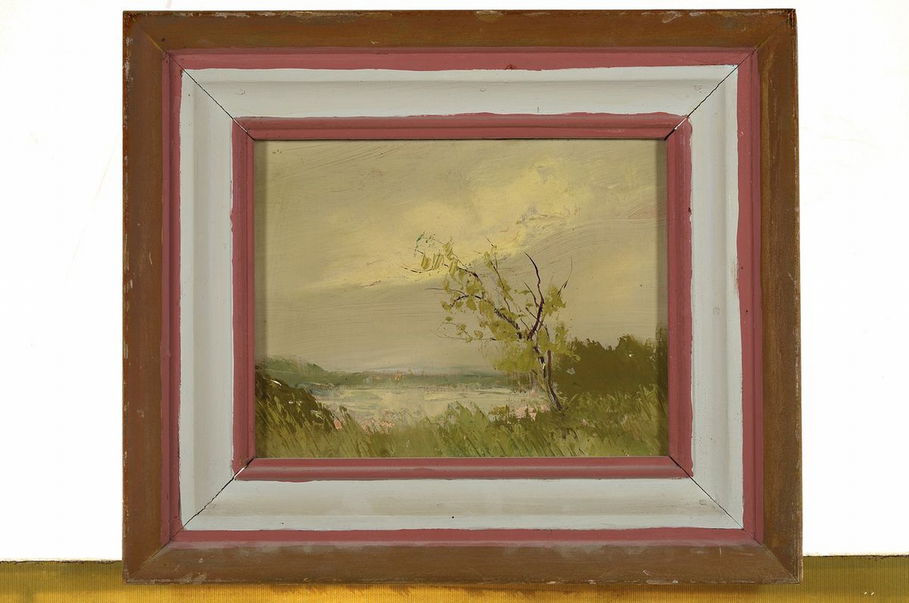 Detail k: Karl Philipp Spitzer, 1887-1954 Speyer, Seeuferlandschaft, Öl/Holz, rückseitig sign., ca. 23x30cm, R. ca. 38x44cm