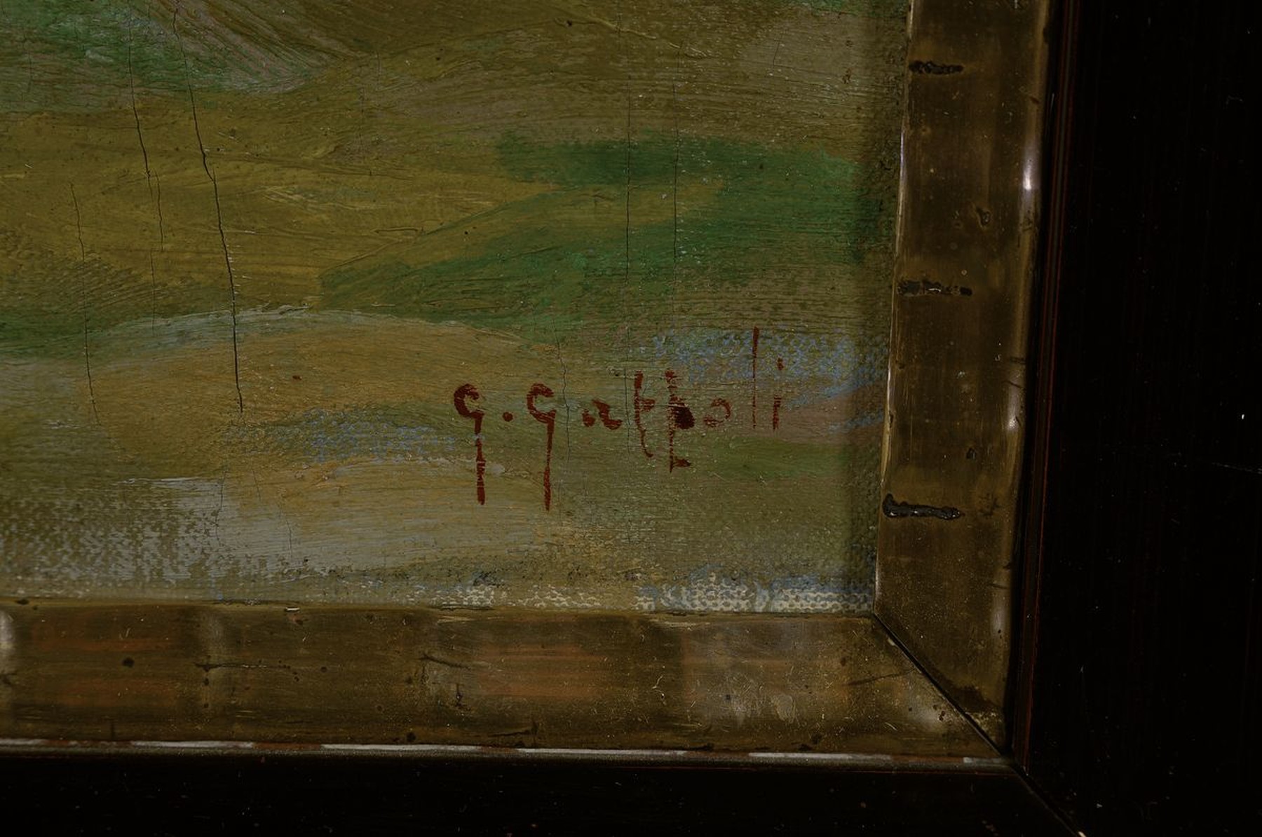 Detail a: G. Gattoli, italienischer Maler um 1900-20, Fischer im Boot in der Lagune von Venedig, Öl/Lwd, krakeliert, rechts unten signiert, ca. 40x60cm, R. ...