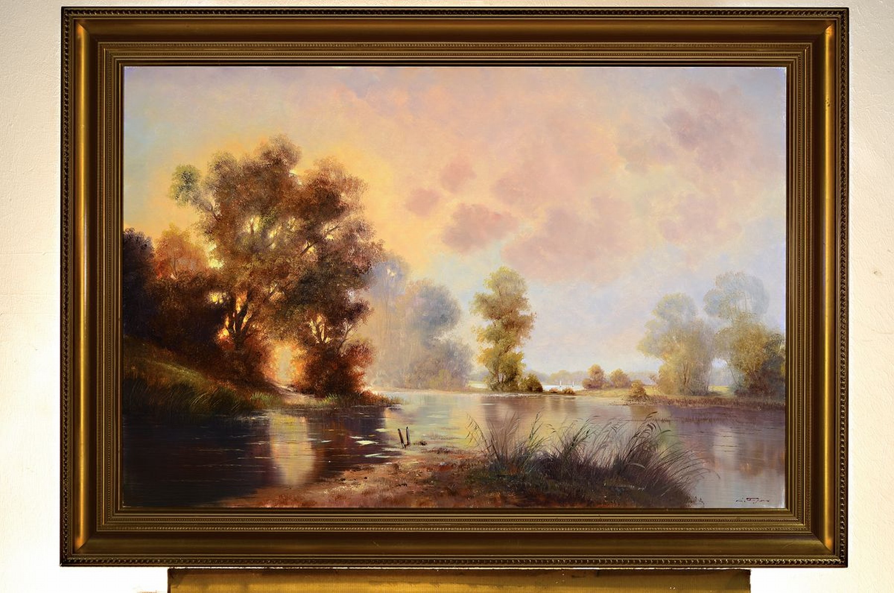 Detail k: Gottfried Freyer, geb. 1945, Kunststudium in Düsseldorf, romantische Landschaft, signiert, Öl/Lwd., 90 x 61 cm, Rahmen 104 x 75 cm, wurde für 3800 ...