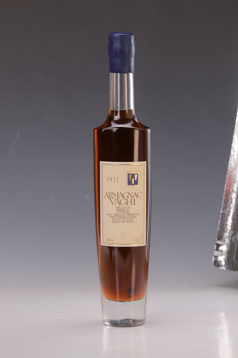 1 Flasche Armagnac Vaghi 1931, 35 cl, 40% Vol, orig. verkorkt, in Originalholzkiste