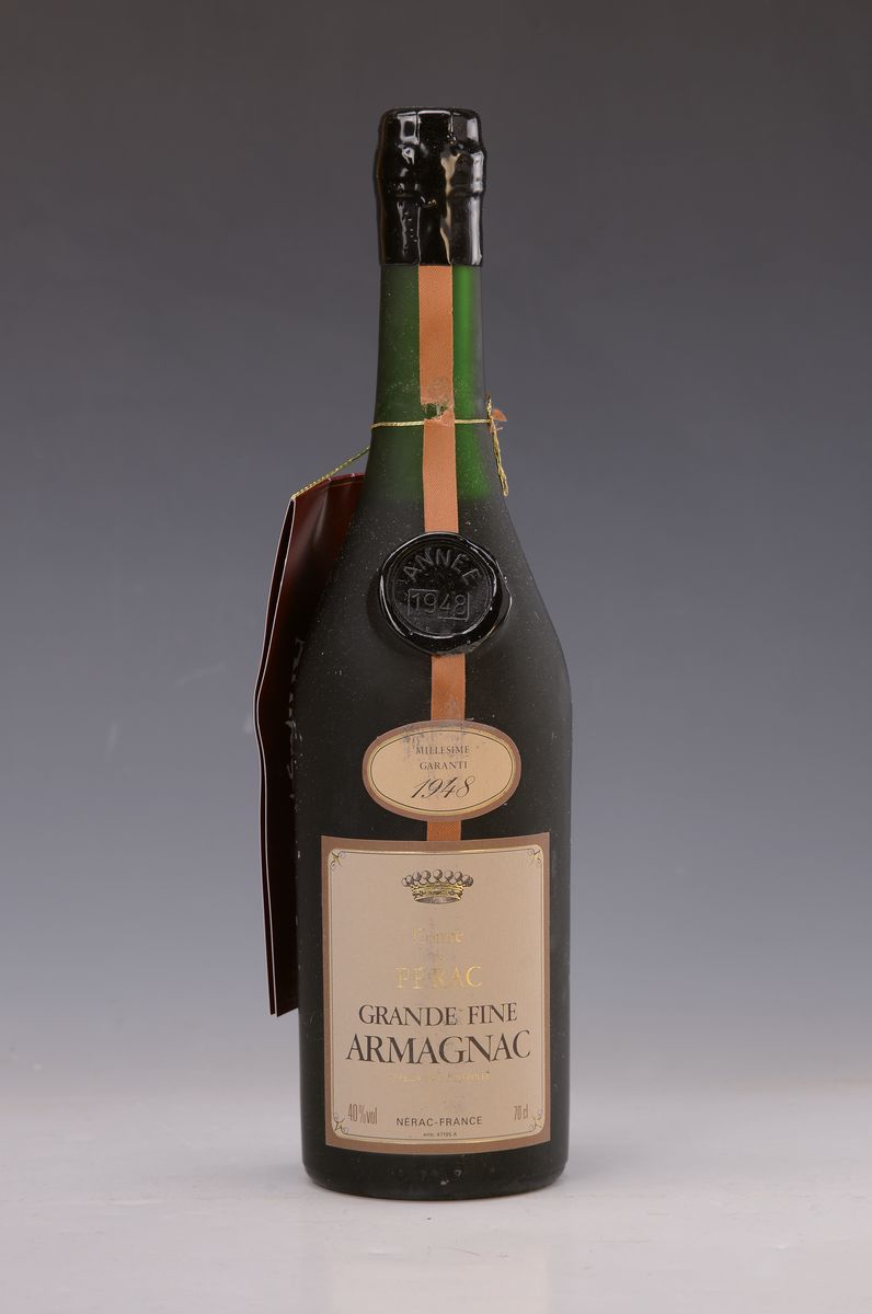 1 Flasche Grand Fine Armagnac 1948, Comte de Perac, 70cl, 40% Vol., into Neck, orig. verkorkt, Originalholzkiste