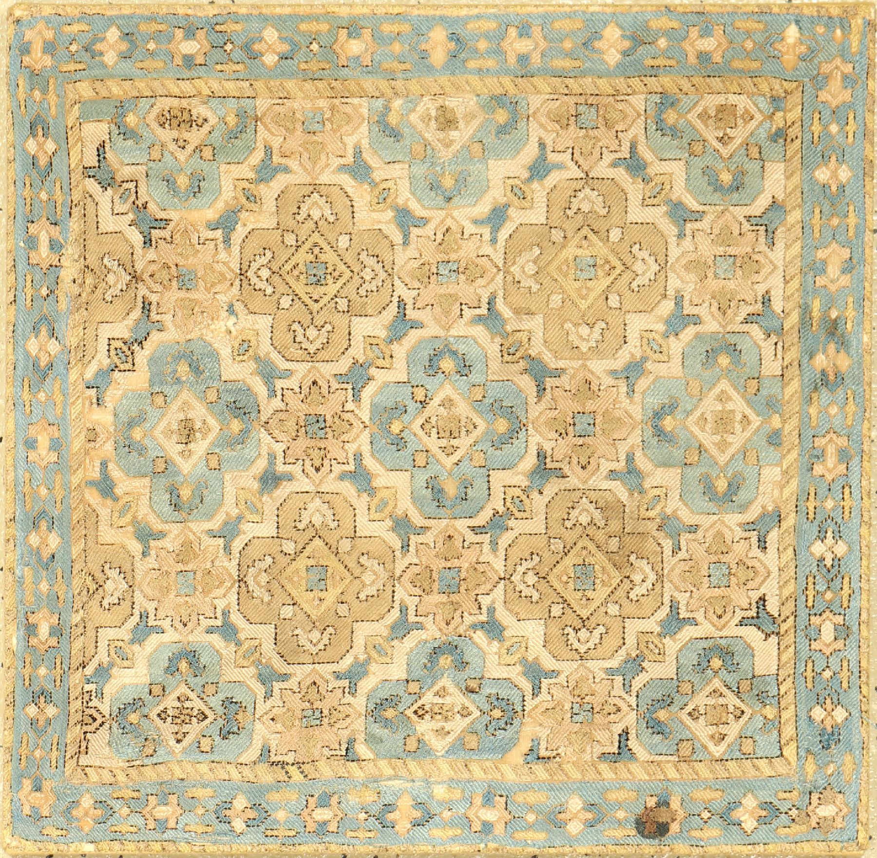 Azeri Seidenstickerei antik, Azerbaijan, 18.Jhd.,, reine Seide auf Baumwolle, ca. 47 x 48 cm, selten, Sammlerstück, EHZ: 3.