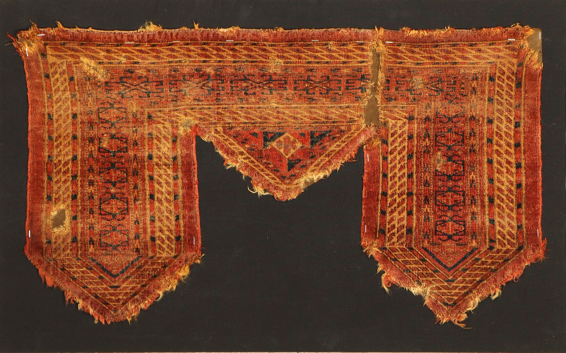 Tekke "Khalyk" antik, Turkmenistan, 18.Jhd.,, Wolle auf Wolle, ca. 73 x 41 cm, selten, absolute Rarität, (Alters und Gebrauchsspuren)