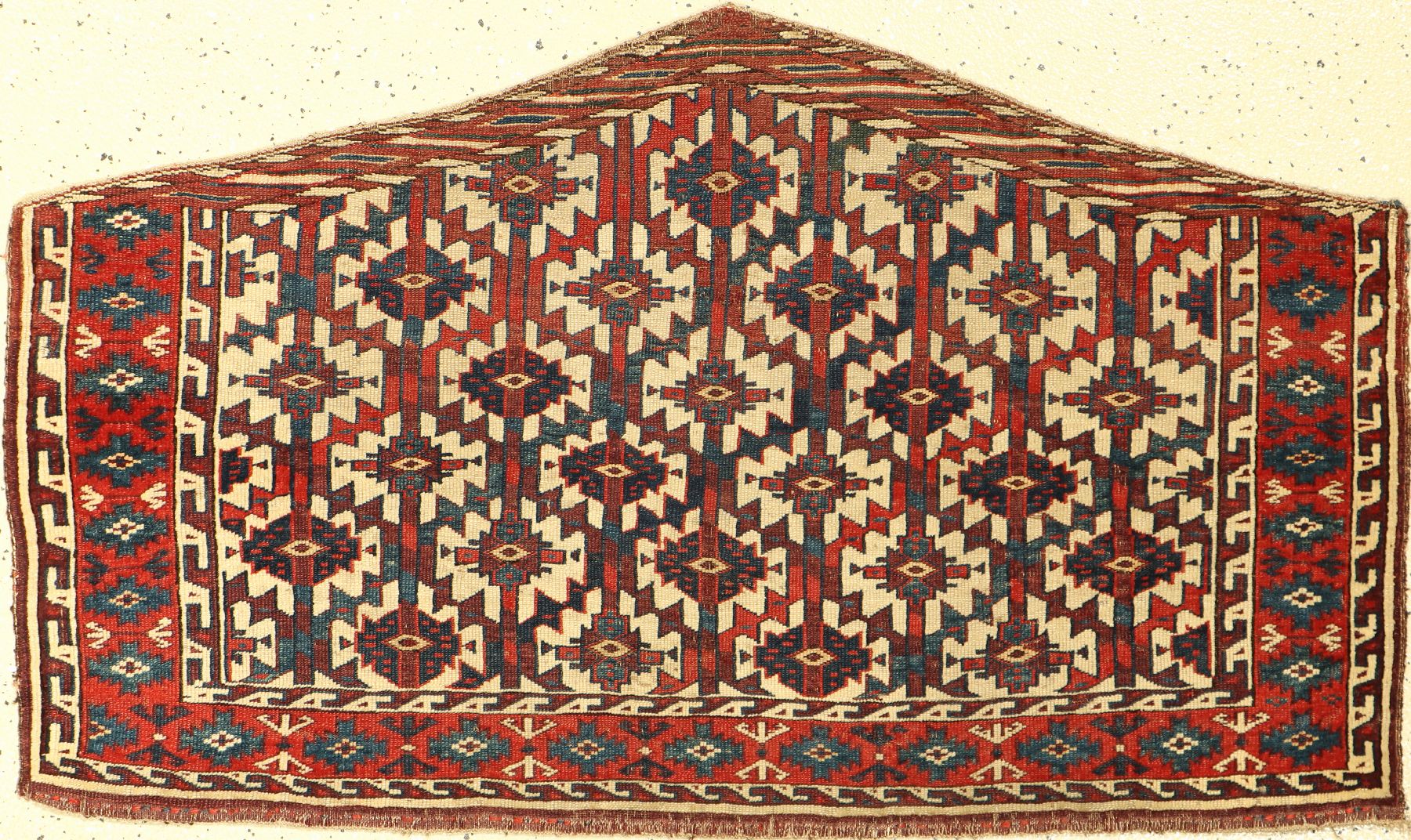 Yomud Asmalyk antik, Turkmenistan, 19.Jhd.,, Wolle auf Wolle, ca. 118 x 72 cm, selten, sammelwürdig, EHZ: 2-3