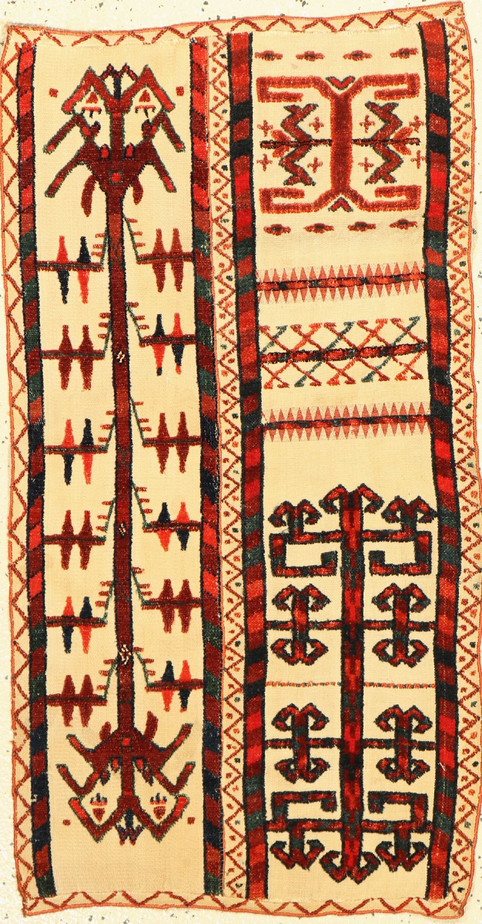 Yomud Zeltband-Fragment, antik, Turkmenistan, 19.Jhd., Wolle auf Wolle, ca. 85x 42 cm, seltenes Muster, EHZ: 3
