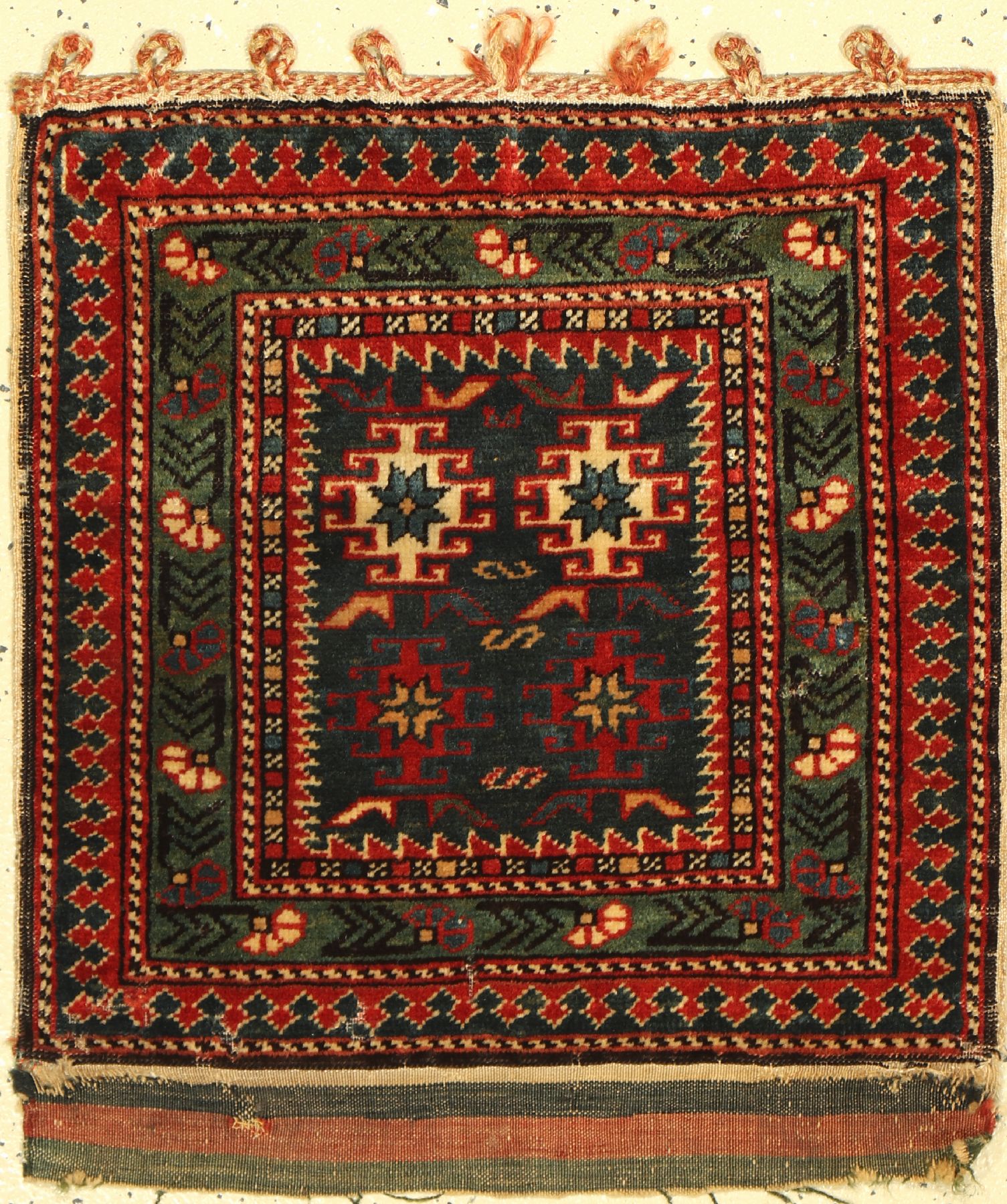 Tschitschi "Taschenfront", antik, Kaukasus,19.Jhd.,, Wolle auf Wolle, ca. 50 x 46 cm, selten, EHZ: 2-3