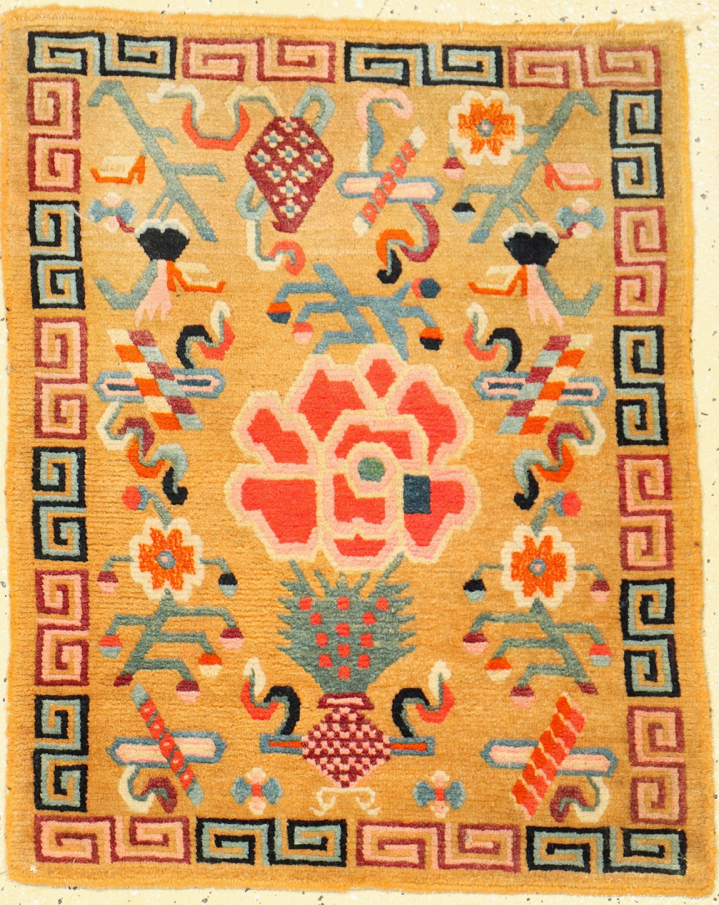 Tibet "Goyul" antik, Tibet, um 1920, Wolle auf Wolle, ca. 68 x 55 cm, EHZ: 2