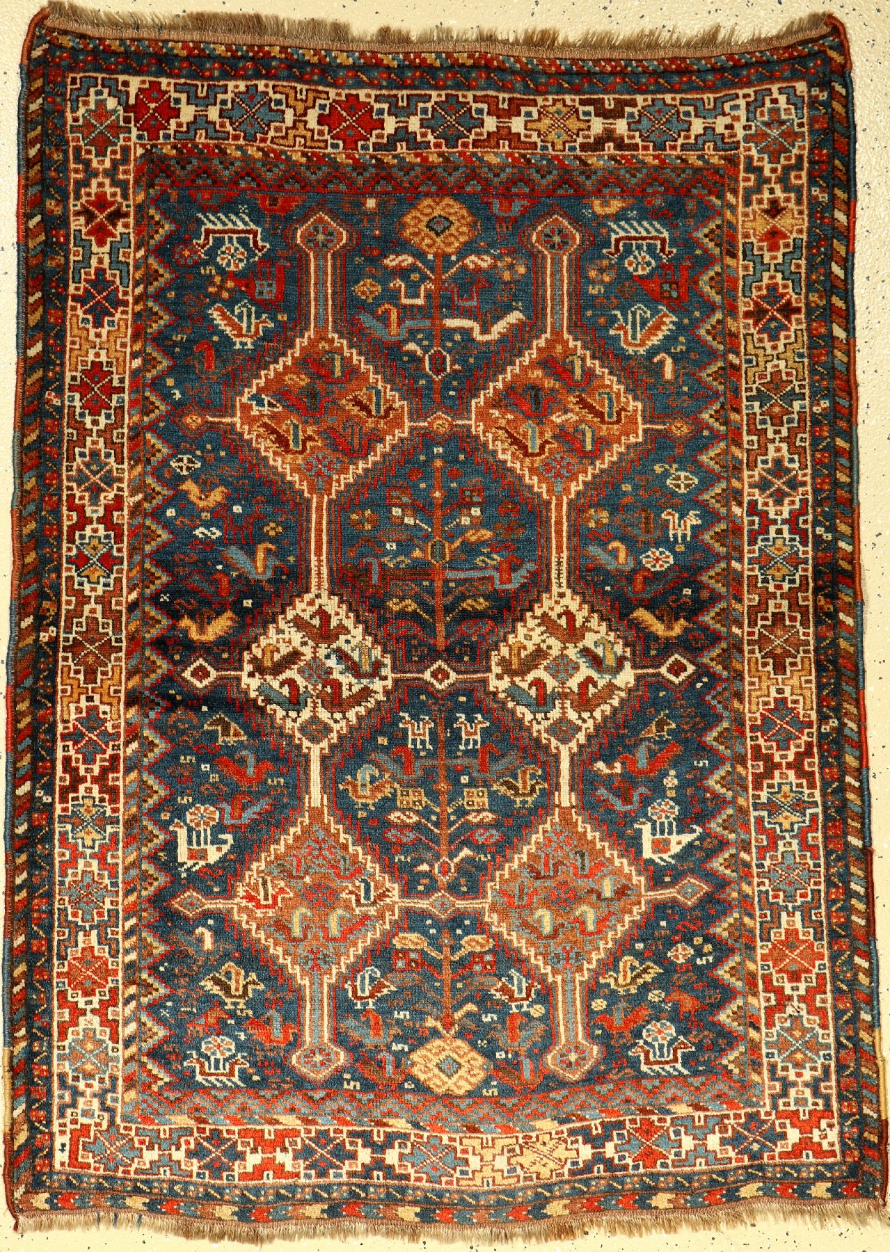 Khamseh alt (Chicken Type), Persien, um 1920, Wolle auf Wolle, ca. 137 x 102 cm, sammelwürdig, EHZ: 2-3