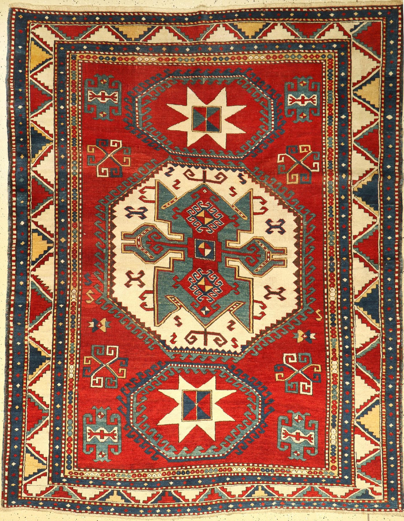 Lori Pambak antik, Kaukasus, 19.Jhd., Wolleauf Wolle, ca. 230 x 182 cm, selten, dekorativ, Sammlerstück, EHZ: 3
