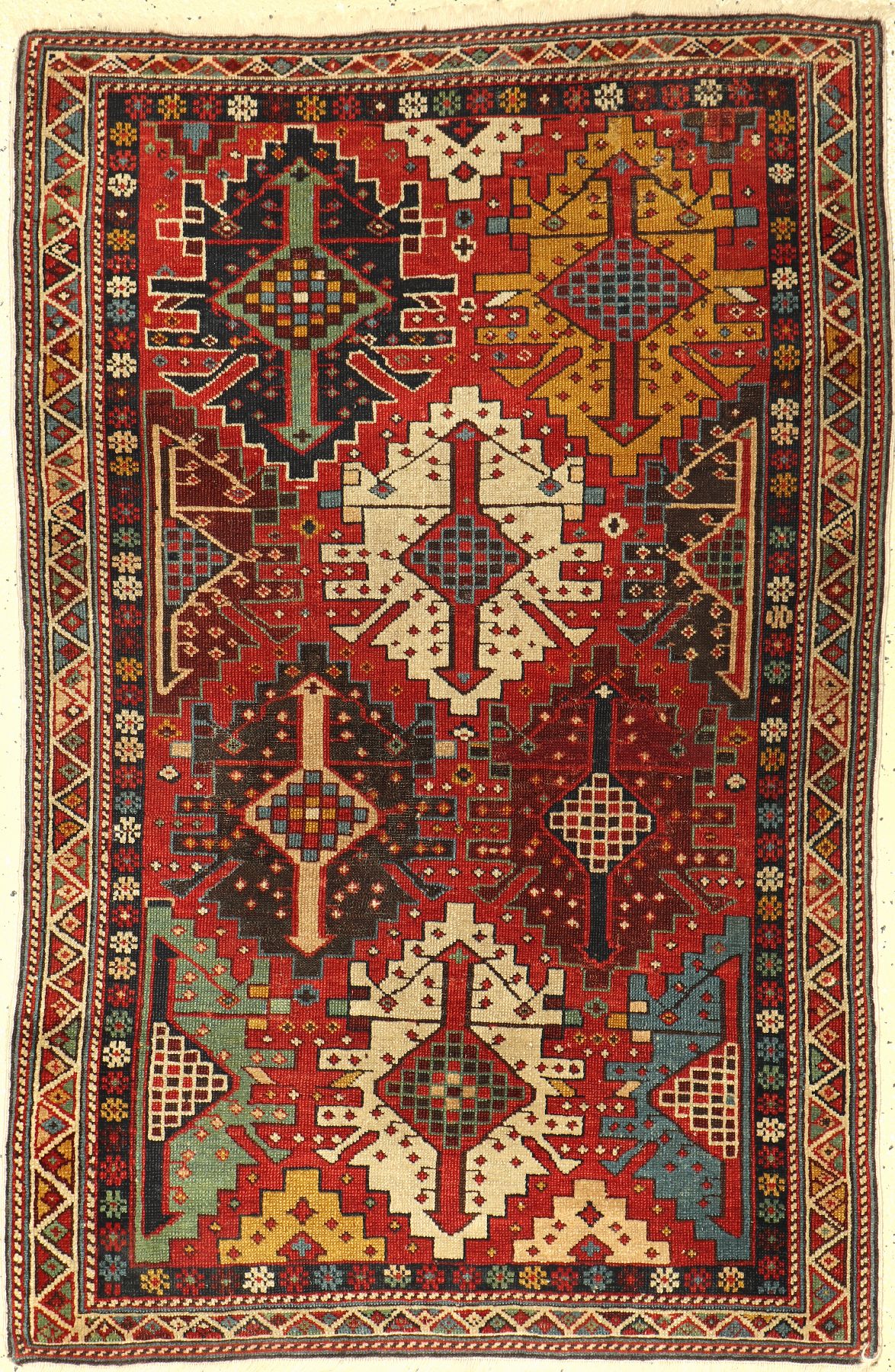 Seltener Kuba antik, Kelim Design, Kaukasus, 19.Jhd., Wolle auf Wolle, ca. 130 x 84 cm, absolute Rarität, seltenes Muster, EHZ:3 (alte ...