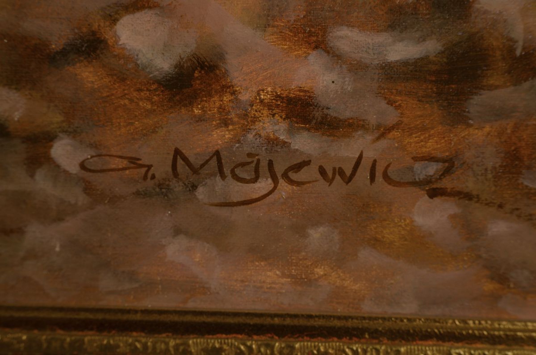 Detail a: Georg Majewicz, 1897 Polkwitz/Niederschlesien - 1965 Münchberg/Bayern, bekannter deutscher Tier- und Landschaftsmaler, Studium an den Kunstakademien ...