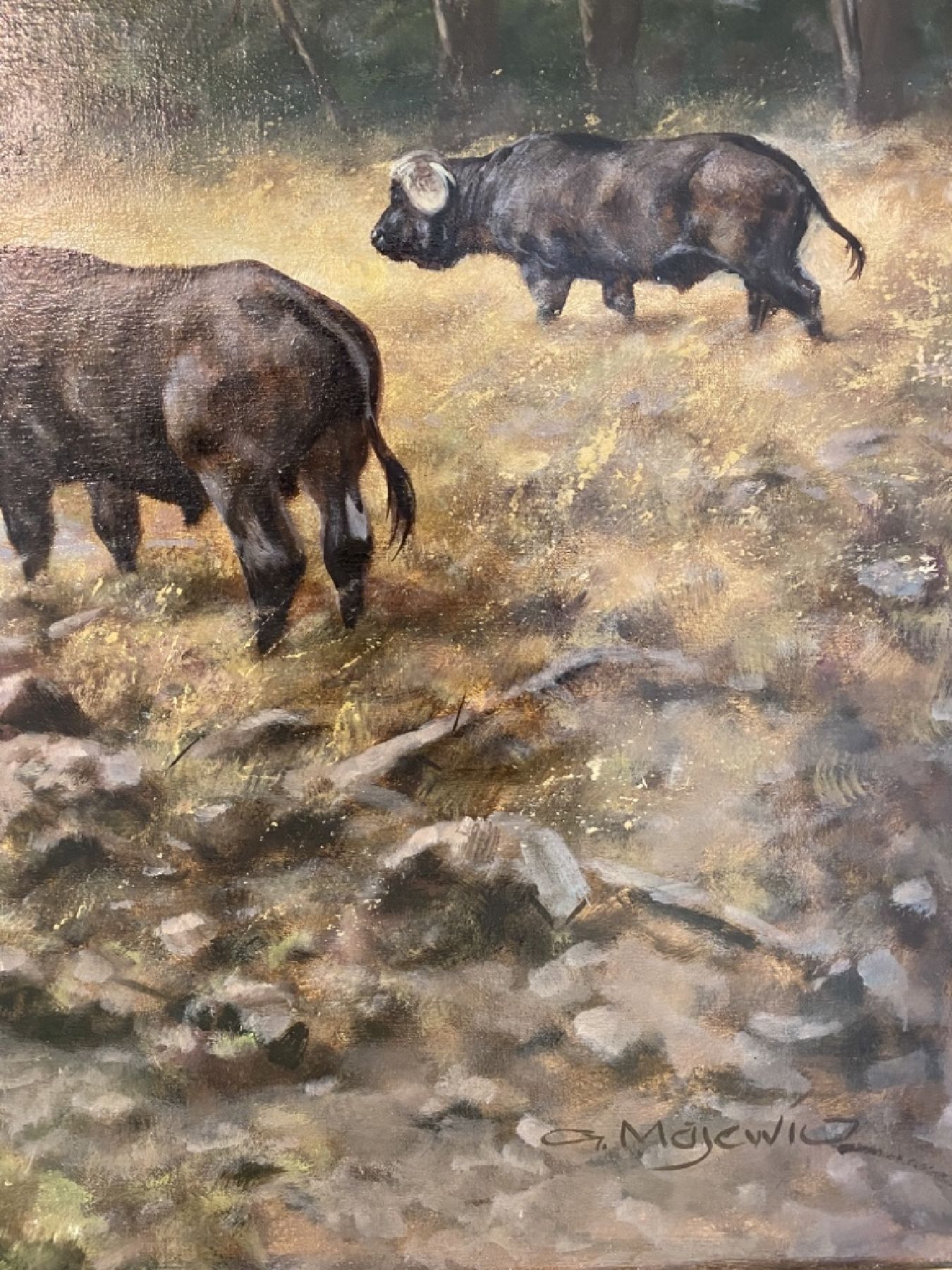 Detail c: Georg Majewicz, 1897 Polkwitz/Niederschlesien - 1965 Münchberg/Bayern, bekannter deutscher Tier- und Landschaftsmaler, Studium an den Kunstakademien ...