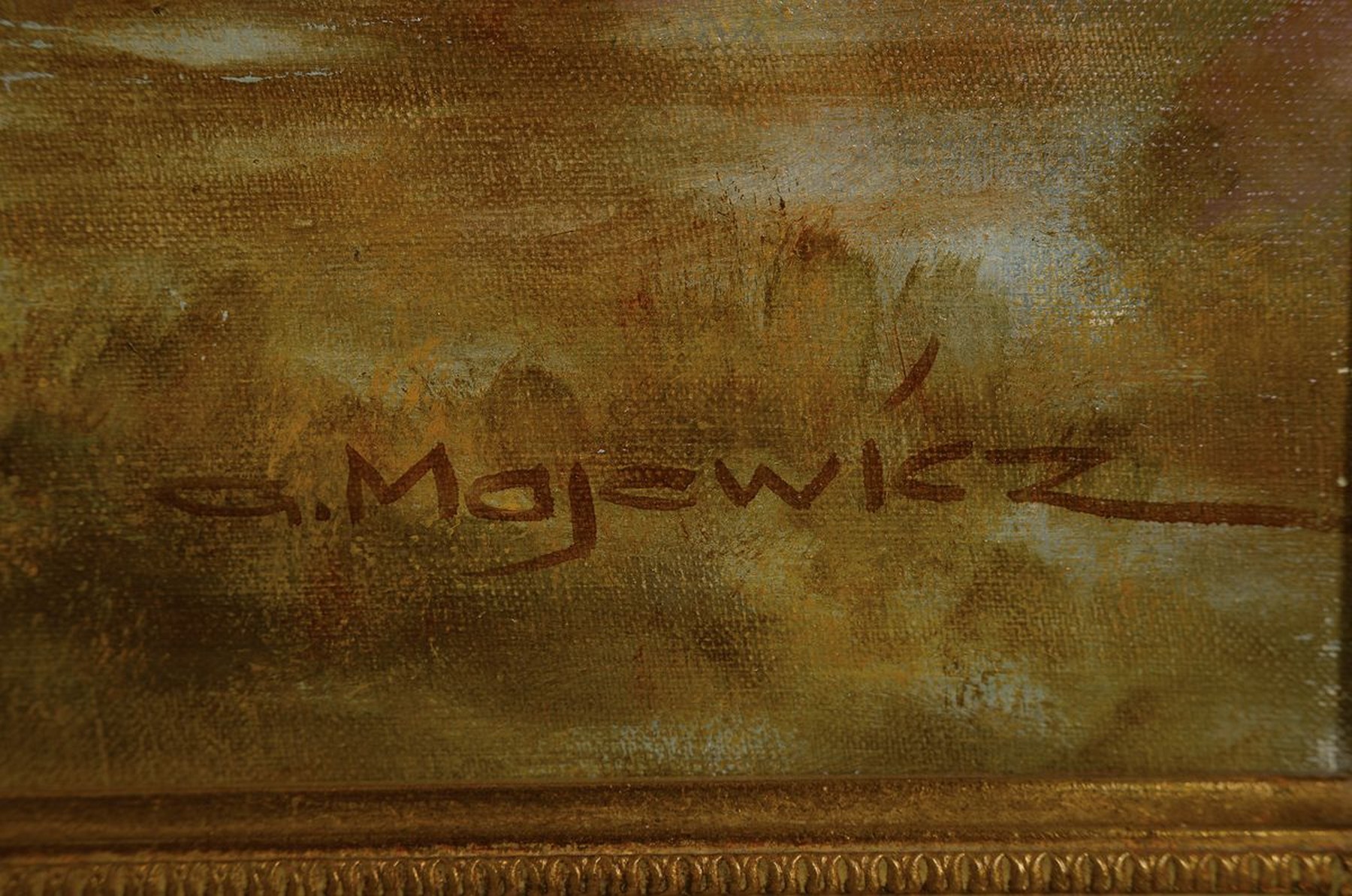 Detail a: Georg Majewicz, 1897 Polkwitz/Niederschlesien - 1965 Münchberg/Bayern, bekannter deutscher Tier- und Landschaftsmaler, Studium an den Kunstakademien ...