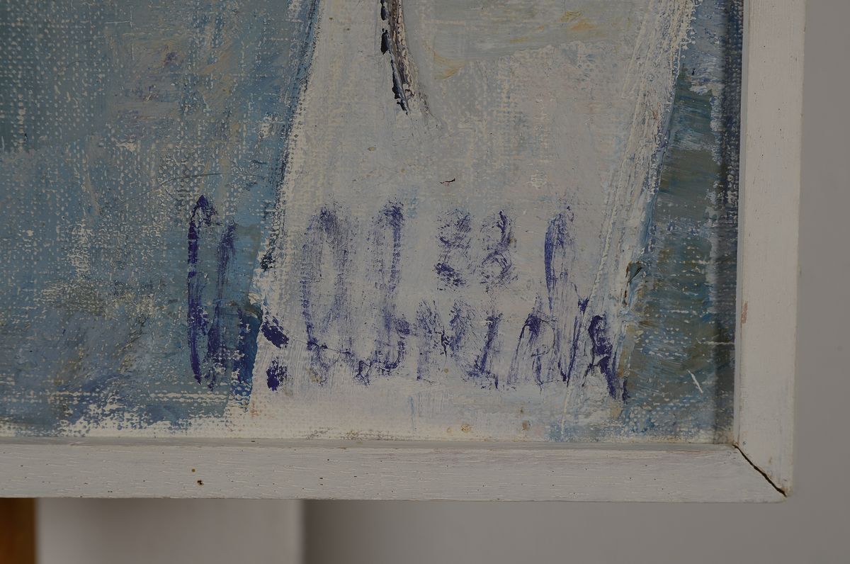 Detail g: Christel Abresch, 1931 Sulzbach-2011 Neustadt, 2 Arbeiten: Maus in der Falle, Öl/Lwd, signiert und dat. 98, ca. 30x30cm; Blumenstrauß in gläserner ...