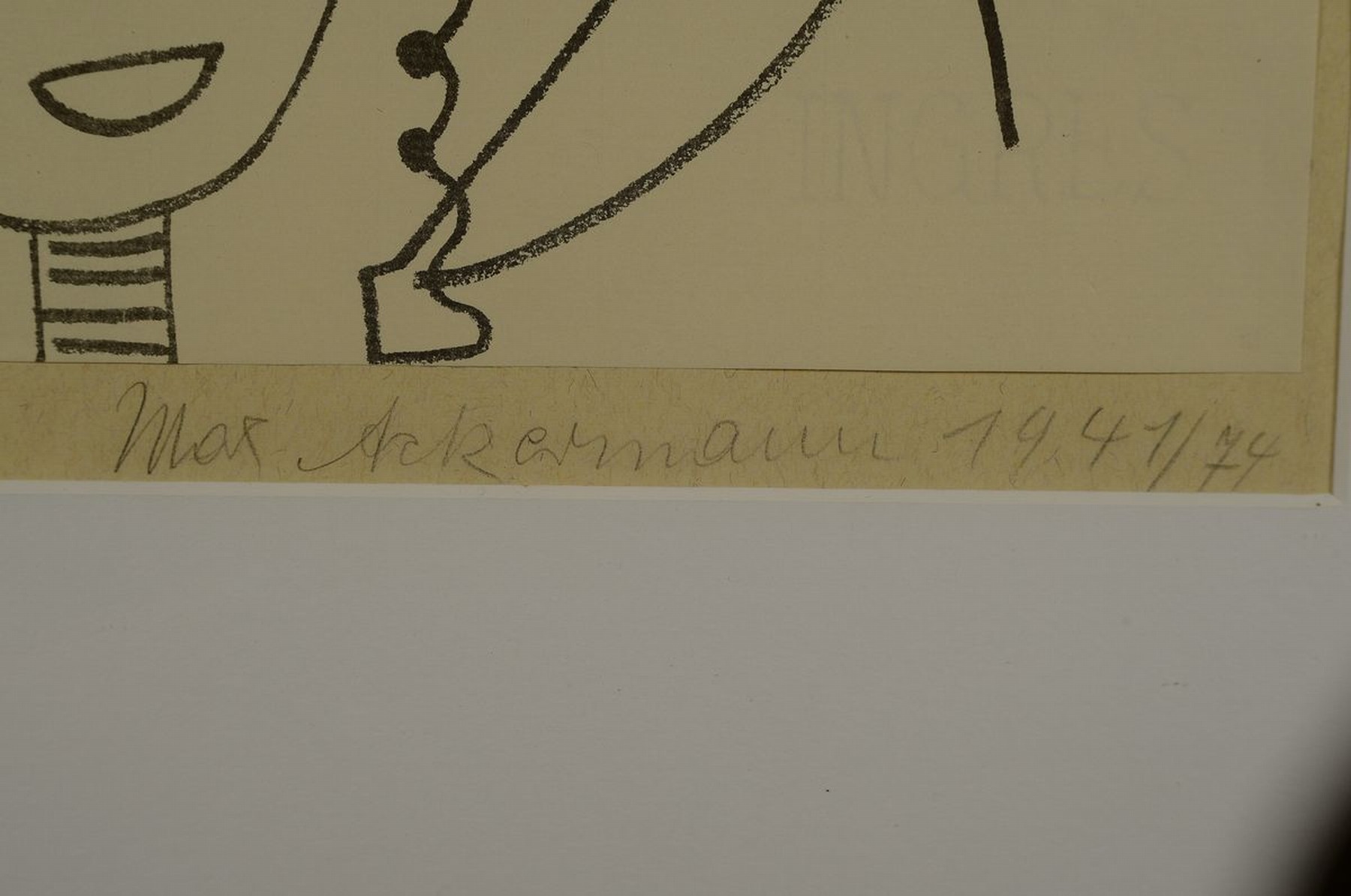 Detail a: Max Ackermann, 1887 Berlin-1975 Bad Liebenzell, Komposition mit Frauenkopf und Konstruktivistischen Motiven, Lithographieauf Inges-Bütten, auf ...