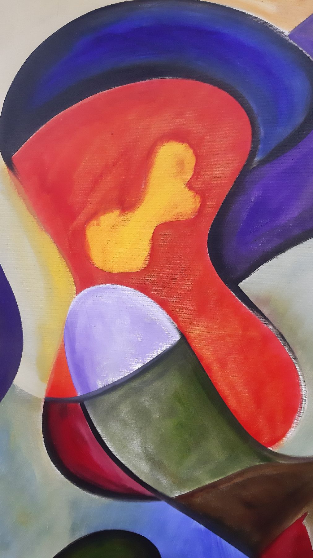 Detail e: Unbekannter zeitgenössischer Künstler, Abstrakte Komposition, Öl/Lwd, links unten unleserlich signiert, ca. 100x80cm