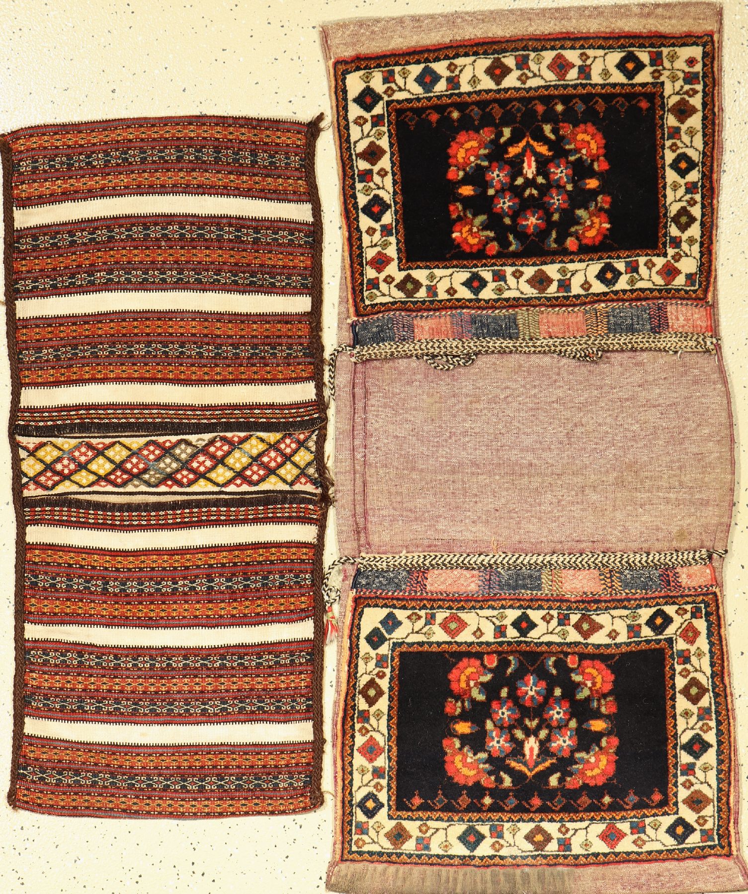 (2 Lots) Doppeltaschen alt, Persien, um 1950, Wolle auf Wolle, EHZ: 2