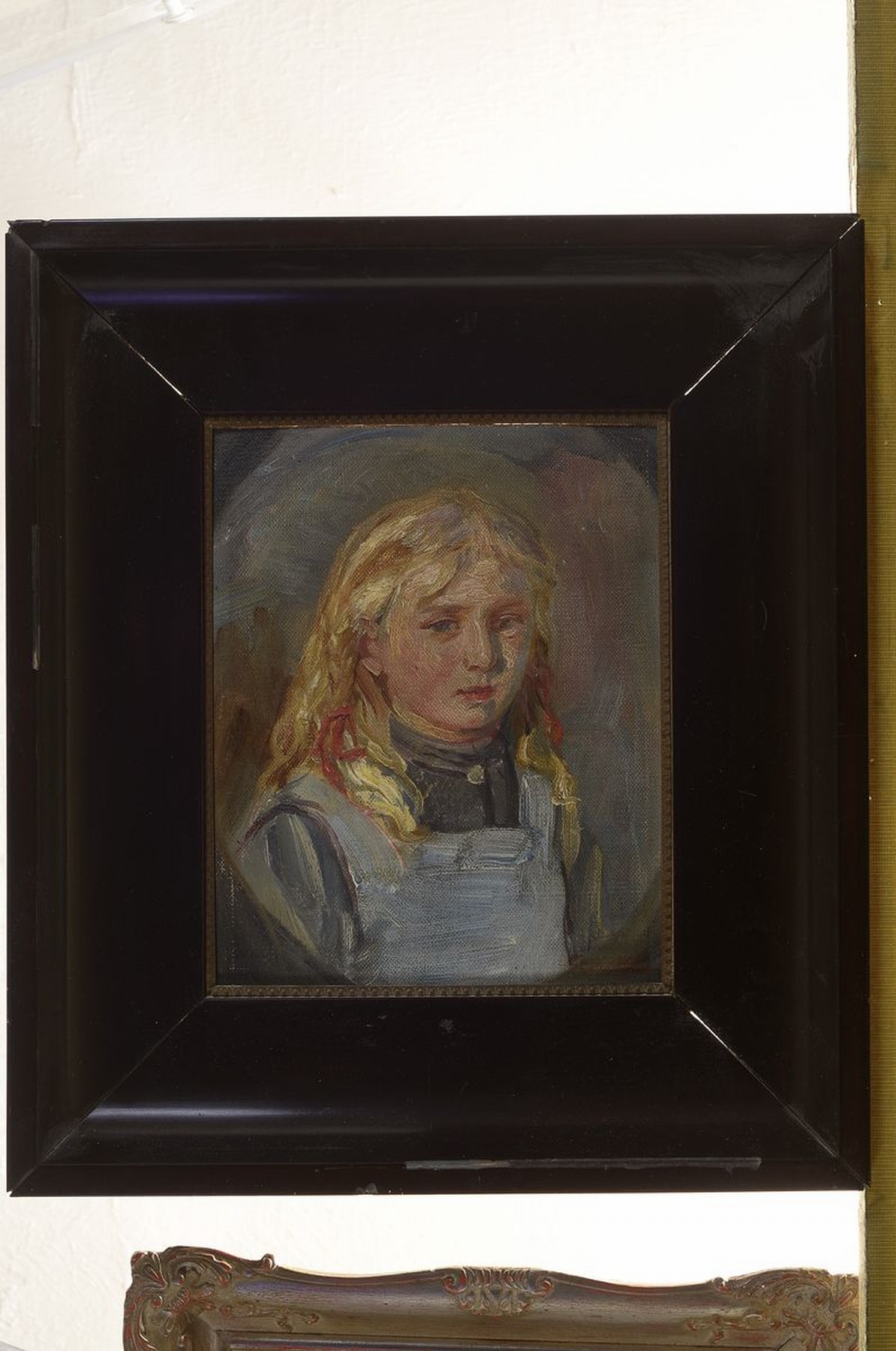 Detail k: Heinrich Strieffler, 1872 Neustadt-1949 Landau, Porträt eines blonden Mädchens, um 1906-07, Öl/Malkarton, rechts unten signiert, ca. 20x16cm, R. ...
