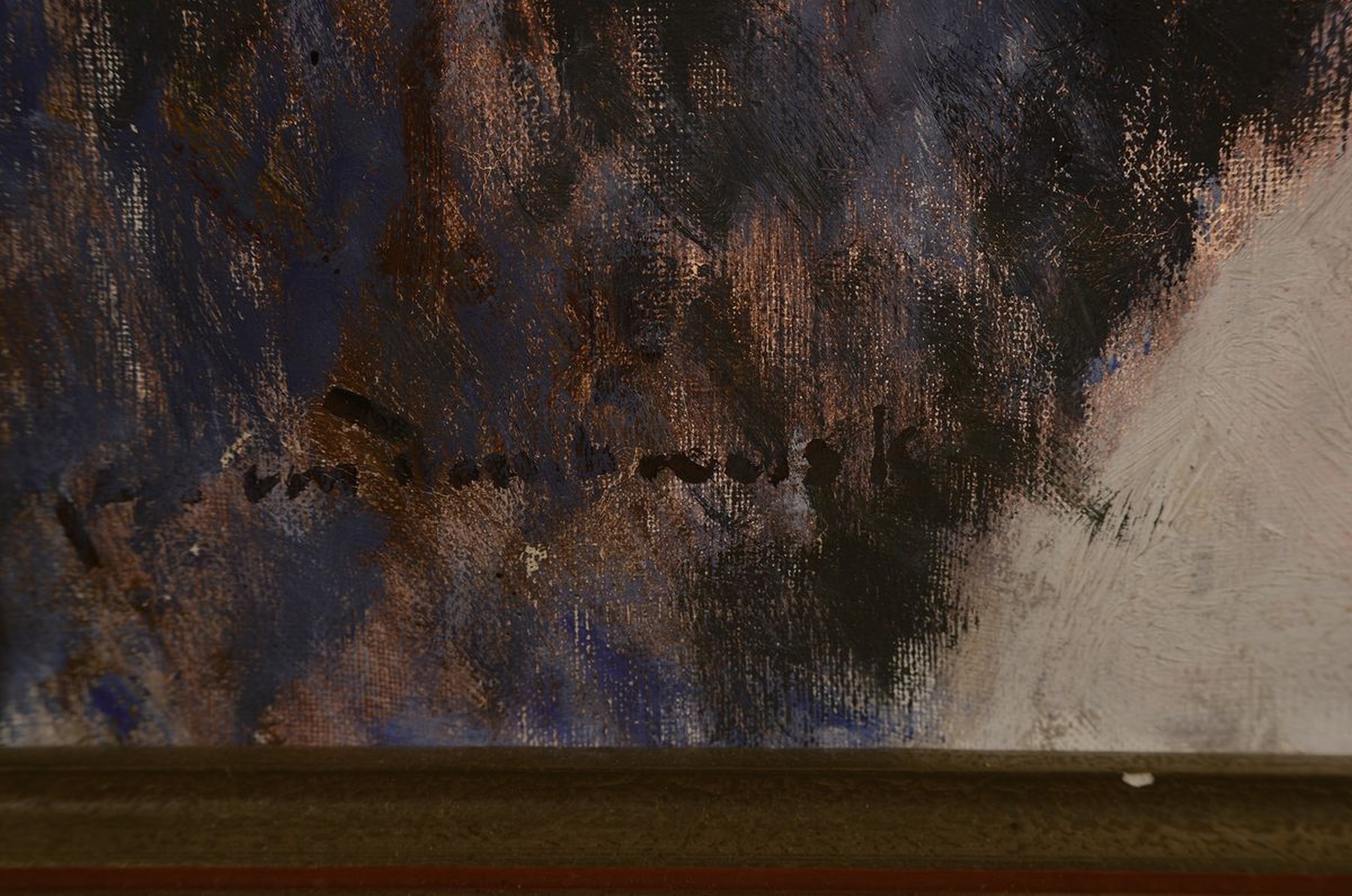 Detail a: Carl Ritter von Dombrowski, 1872 Schloß Ullitz-1952 Obermenzing/München, Gamsbock im verschneiten Hochgebirge, Öl/Lwd, signiert, ca. 110x100cm, R. ...