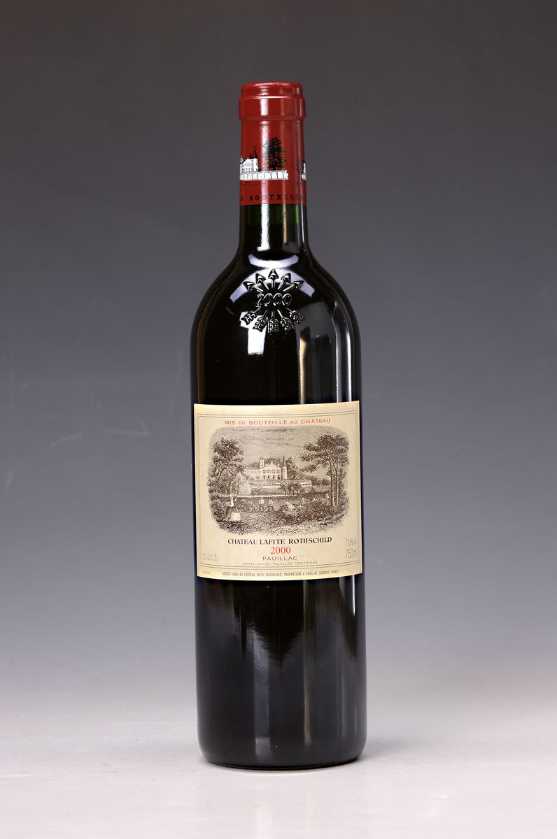 1 Flasche Chateau Lafite Rothschild, 2000, Pauillac, 75cl, Füllstand into neck, guter Erhaltungszustand, unverkostet