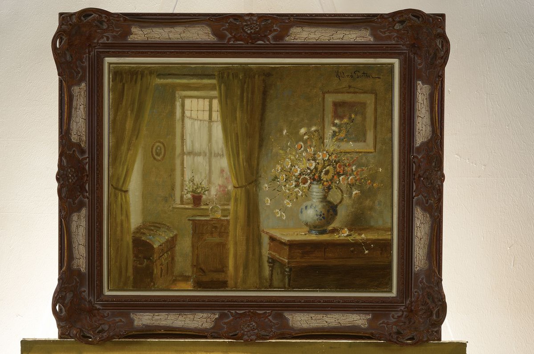 Detail k: Heinz Werner van der Porten, geb. 1930 Düsseldorf, Interieur mit Blumenstrauß, Öl/Lwd, rechts oben signiert, ca. 40x50cm, R. ca. 52x62cm