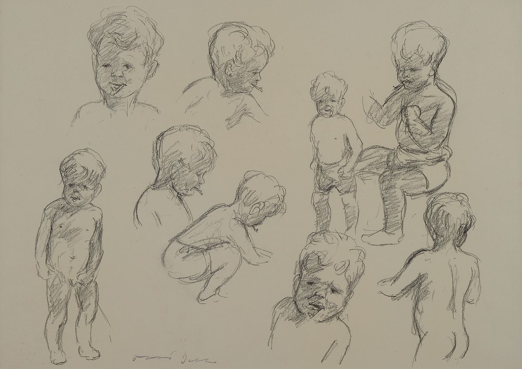 Otto Dill, 1884 Neustadt-1957 Bad Dürkheim, Skizzen eines Knaben, Bleistift, Nachlass- und Signaturstempel, ca.32x45cm, u.Gl., R.