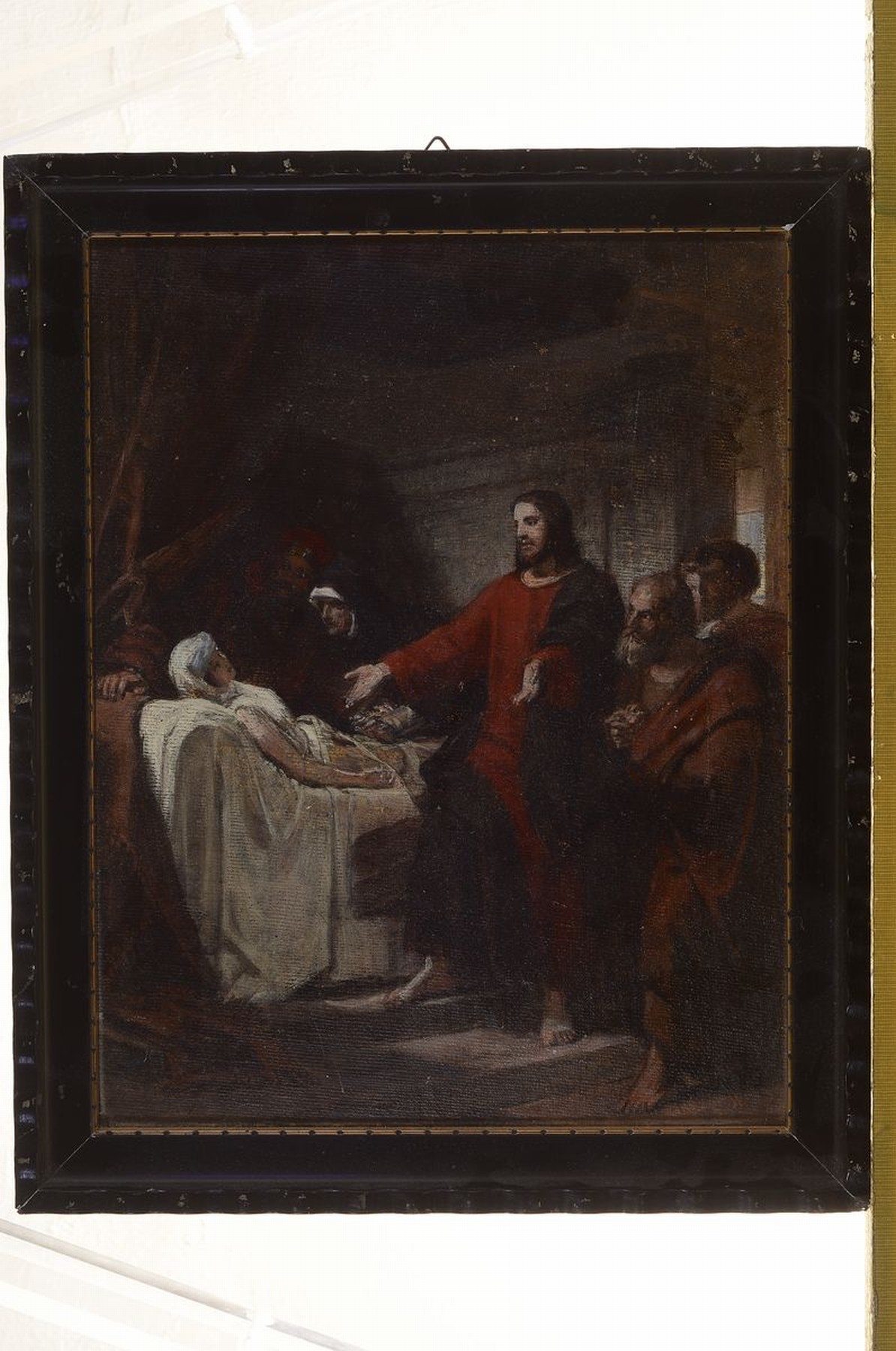 Detail k: Unbekannter Künstler, deutsch, 2. Hälfte 19. Jh., Christus erweckt die Tochter des Jairus von den Toten, Öl/Lwd/Malkarton, ca. 36x28cm,R. ca. ...