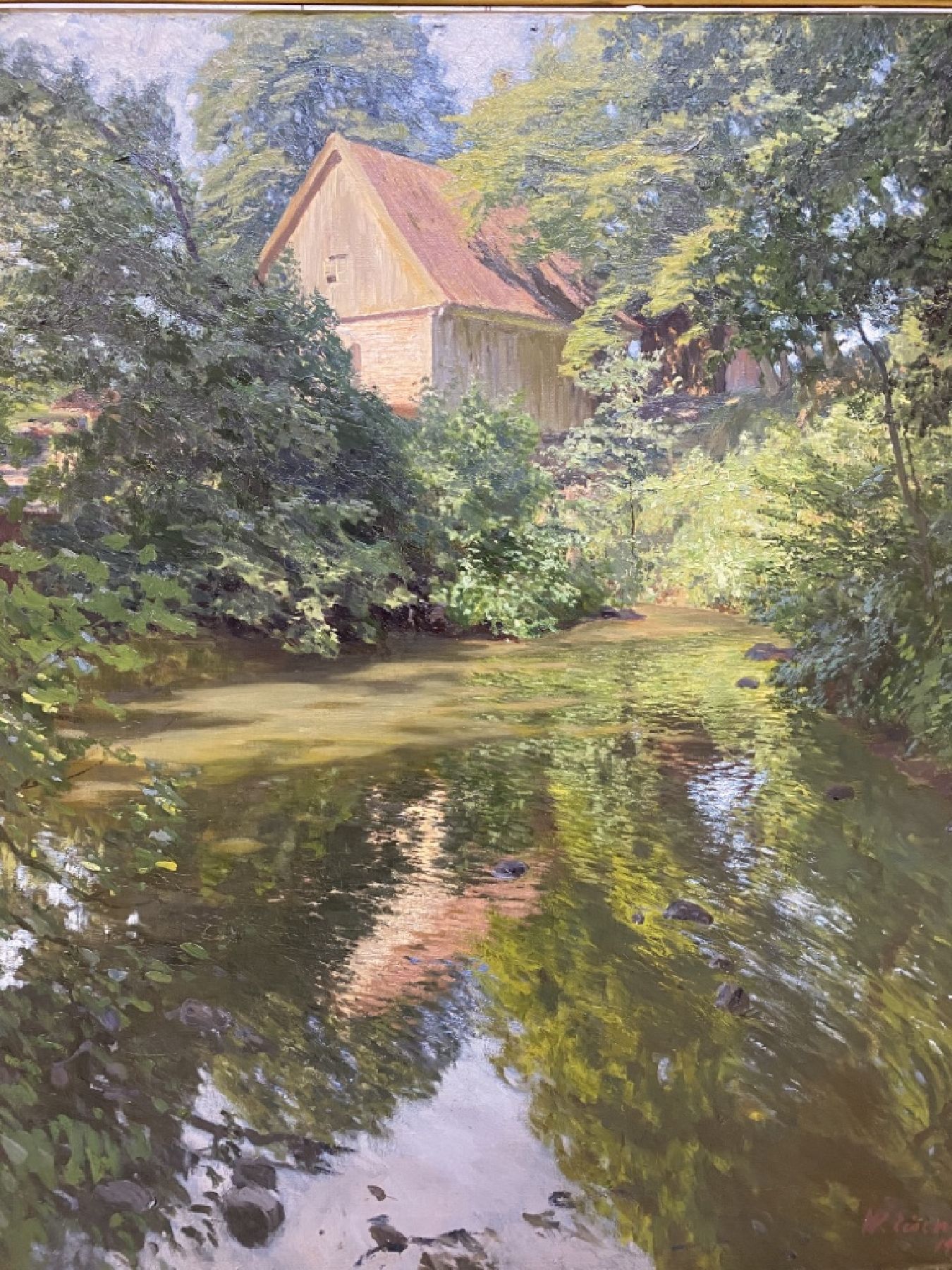 Detail e: Wilhelm Eisenblätter, 1866 Duisburg - 1934 Königsberg, deutscher Landschaftsmaler und Bühnenbildner, wohl ostpreußische Sommerlandschaft mit ...
