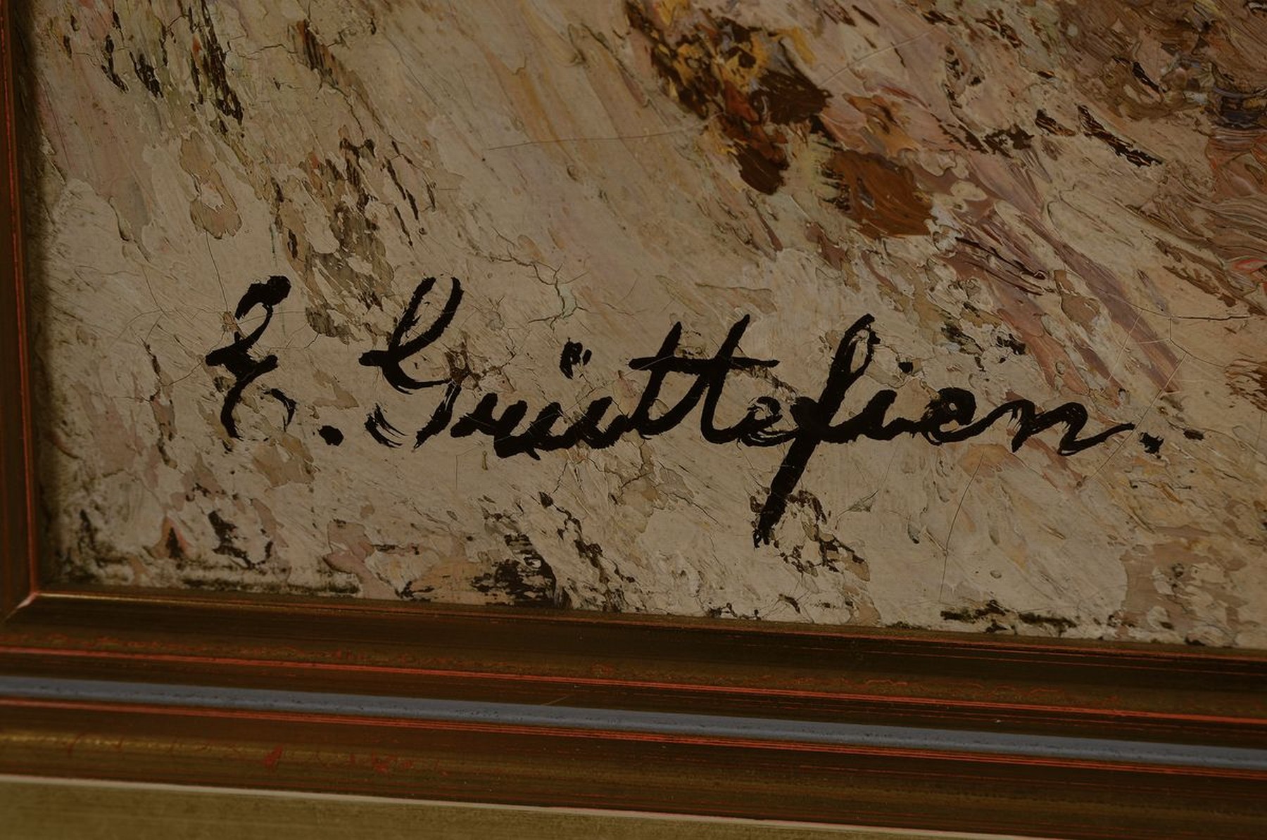 Detail a: Elisabeth Grüttefien-Kiekebusch, geb. 1871 Berlin, "Naeröfjord", Öl/Lwd, li. u. signiert, ältere Restaurationen, ca. 80 x 120 cm, ...