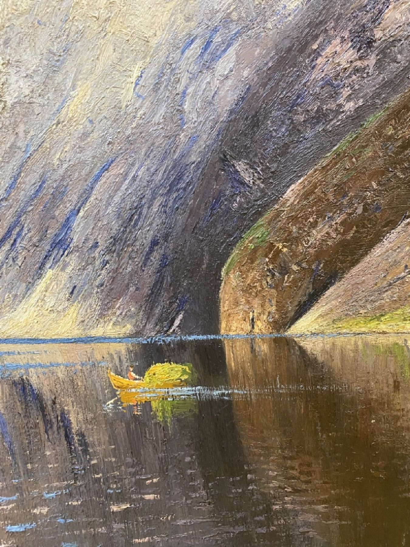 Detail c: Elisabeth Grüttefien-Kiekebusch, geb. 1871 Berlin, "Naeröfjord", Öl/Lwd, li. u. signiert, ältere Restaurationen, ca. 80 x 120 cm, ...