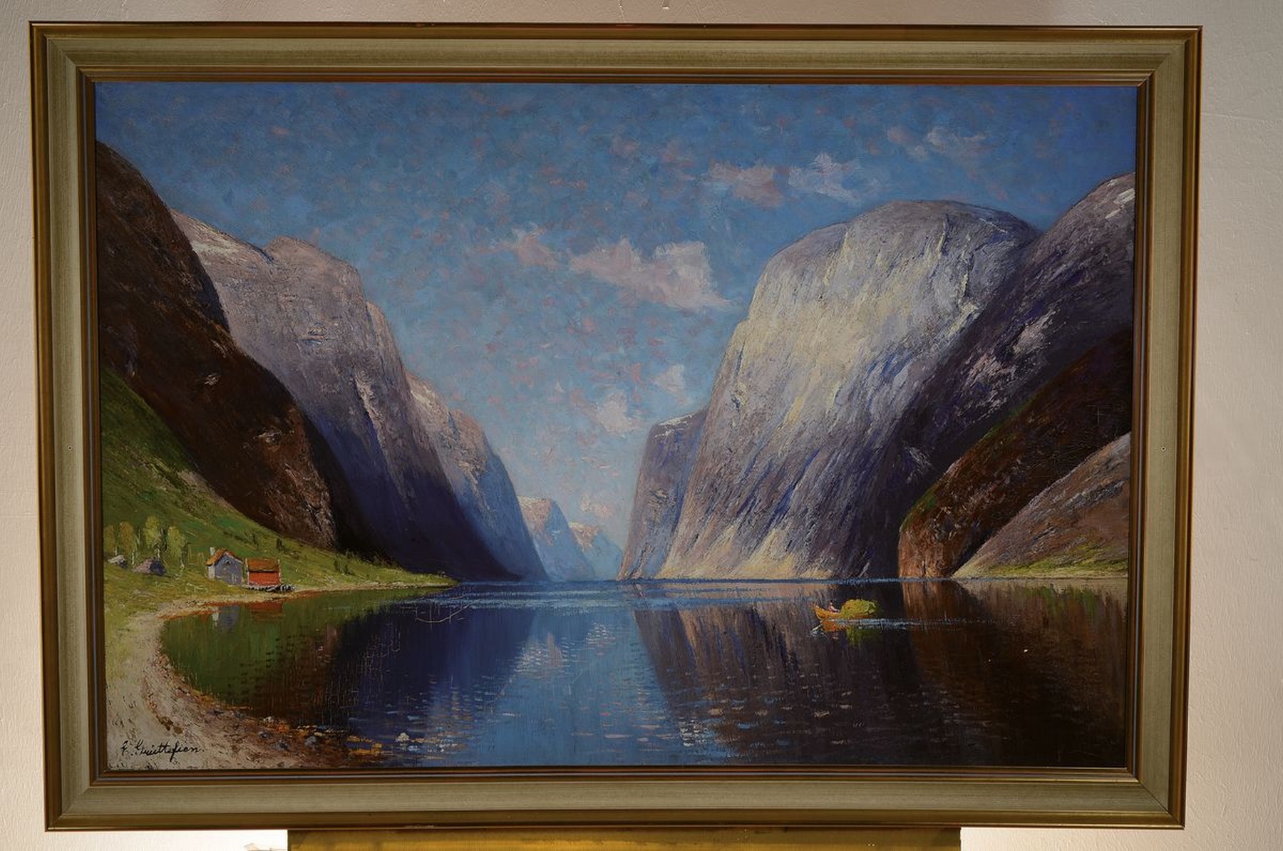 Detail k: Elisabeth Grüttefien-Kiekebusch, geb. 1871 Berlin, "Naeröfjord", Öl/Lwd, li. u. signiert, ältere Restaurationen, ca. 80 x 120 cm, ...
