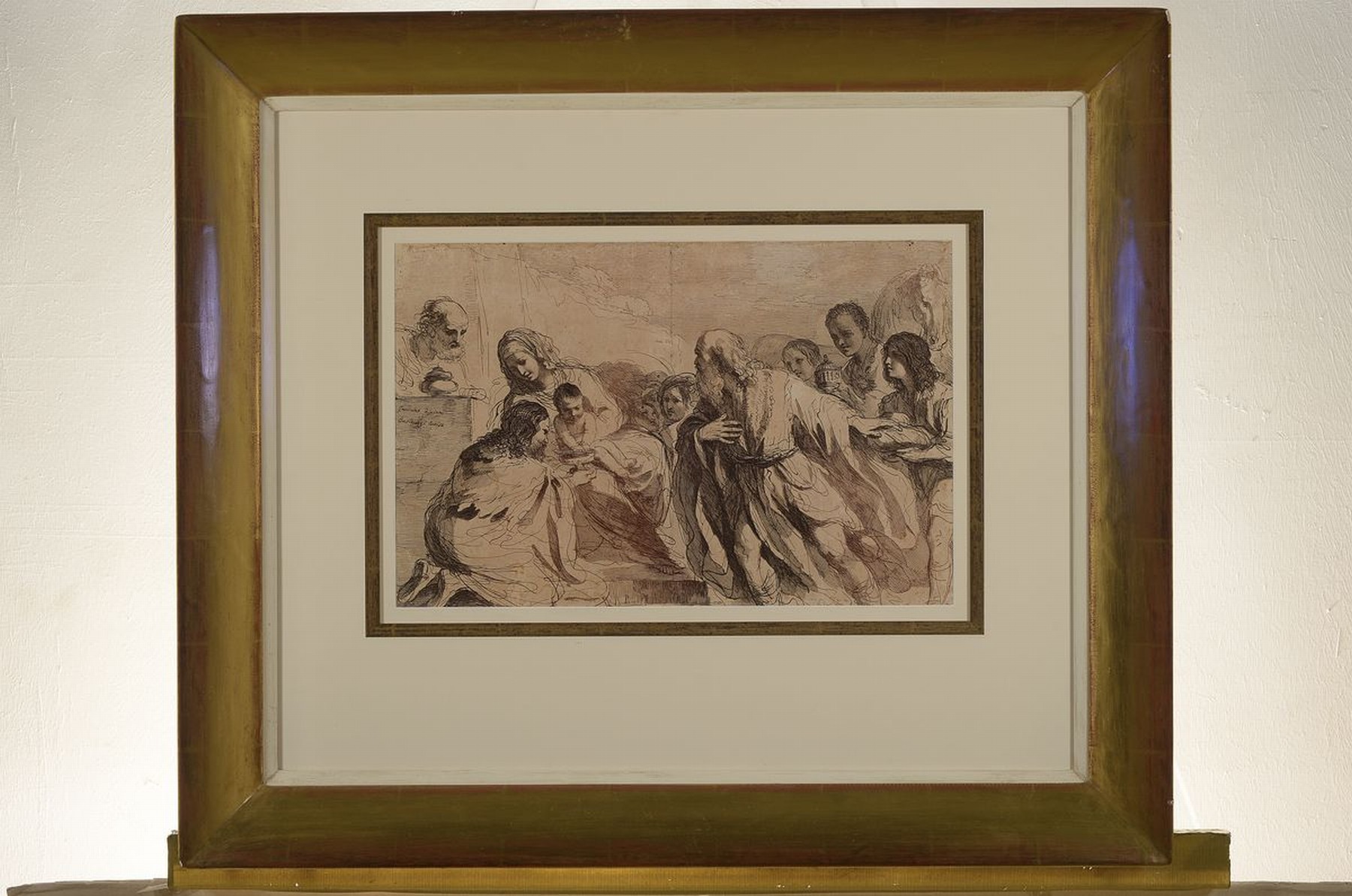 Detail k: Francesco Bartolozzi, 1727-1815, Anbetung der Hl. drei Könige, Radierung nach einem Gemälde von Franceso Guarino (1611-1654), 26x40cm, PP, u.Gl., ...