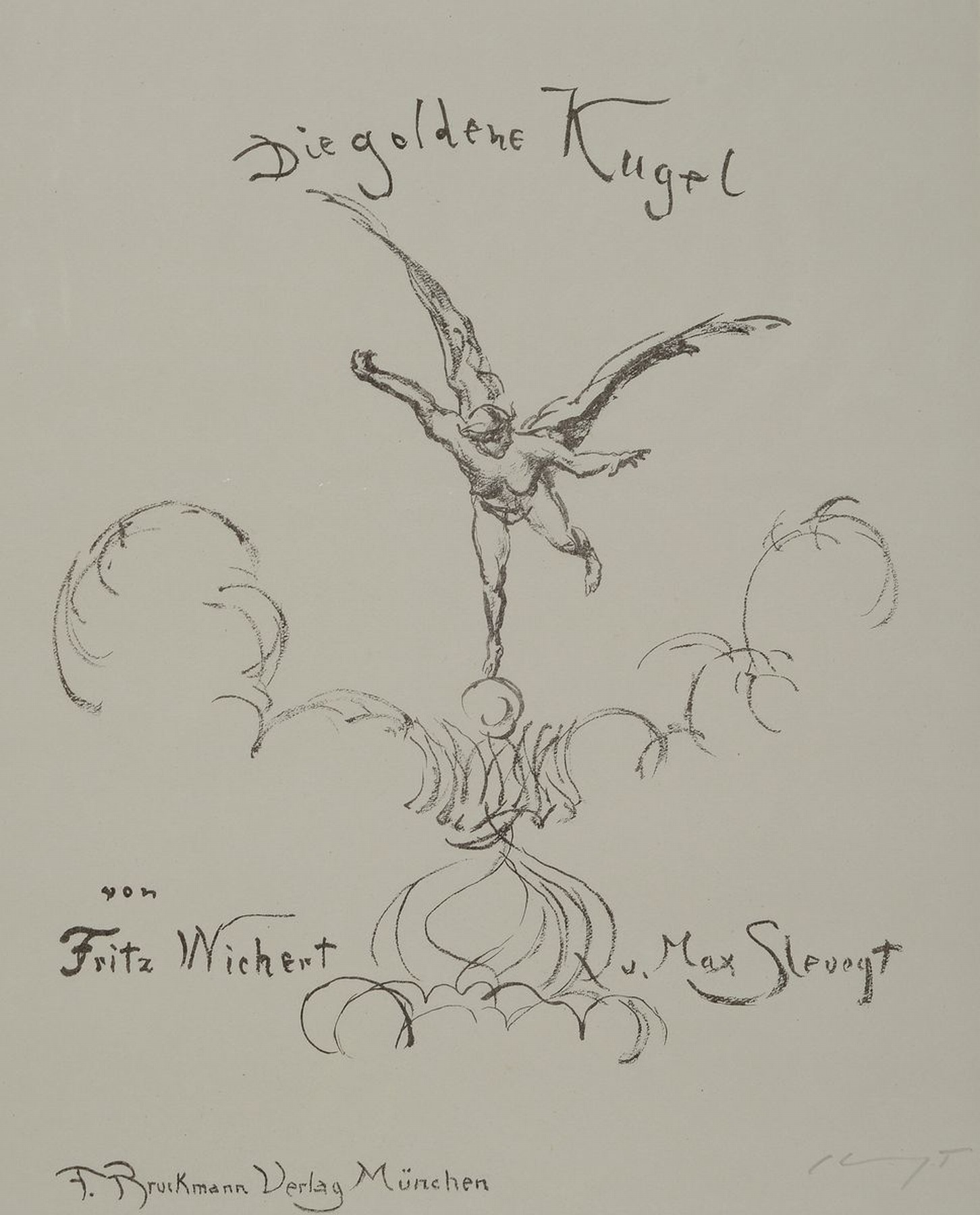 Max Slevogt: Die Goldene Kugel, mit 17 handsignierten Lithographien von Max Slevogt, 1868-1932, eine märchenhafte Geschichte von Fritz Wichert, ...