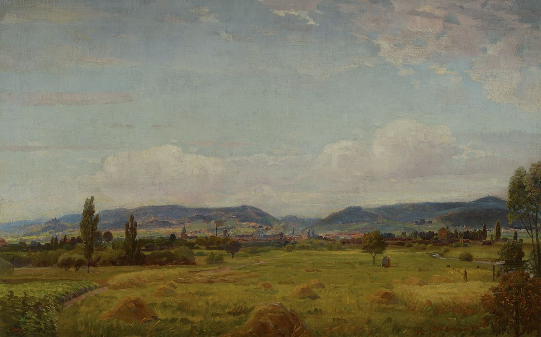 August Croissant, 1870 Landau-1941 Edenkoben, Blick auf Neustadt an der Weinstraße, Öl/Lwd, rechts unten signiert und datiert 1918, ca. 67x106cm