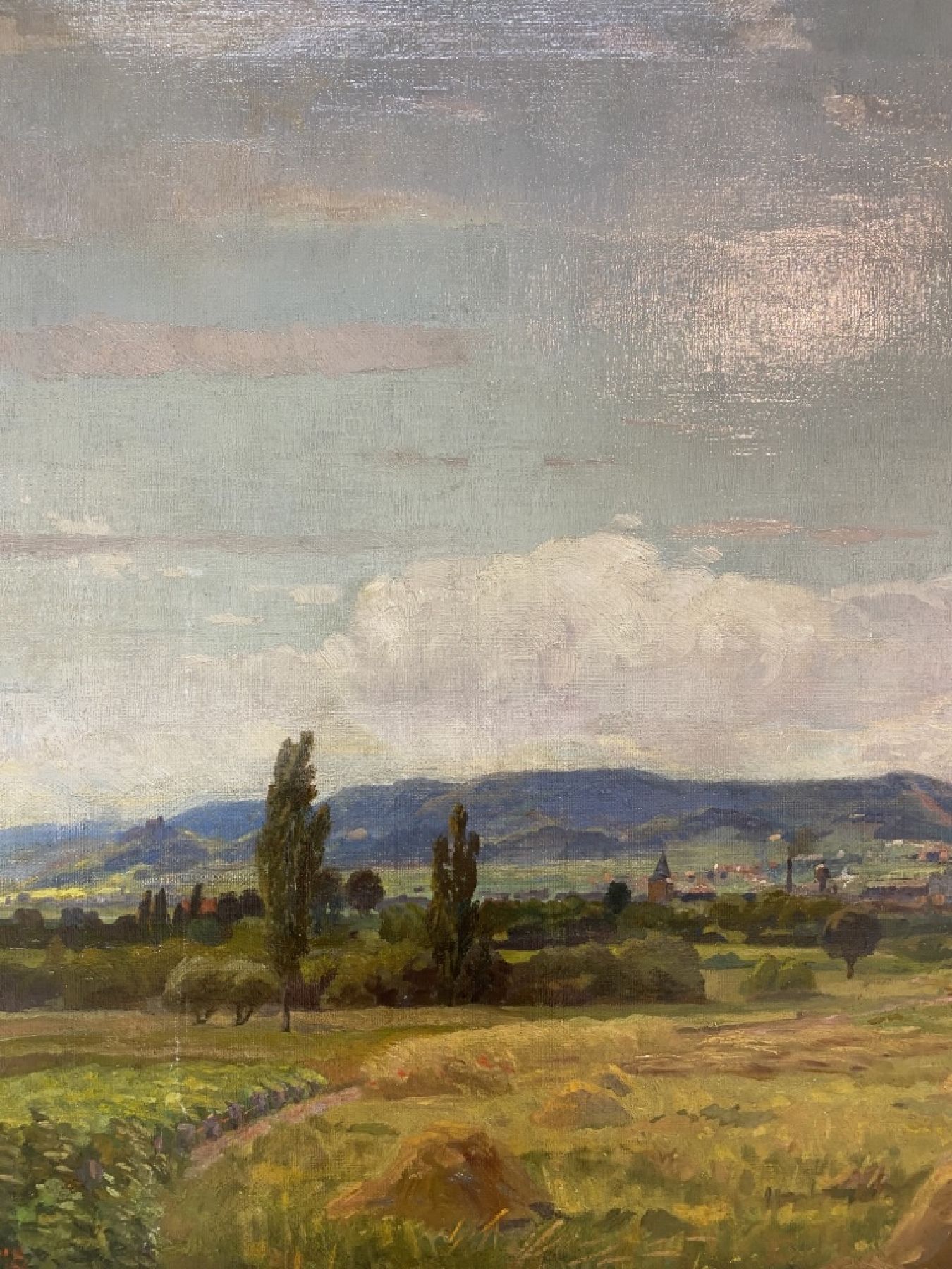 Detail d: August Croissant, 1870 Landau-1941 Edenkoben, Blick auf Neustadt an der Weinstraße, Öl/Lwd, rechts unten signiert und datiert 1918, ca. 67x106cm