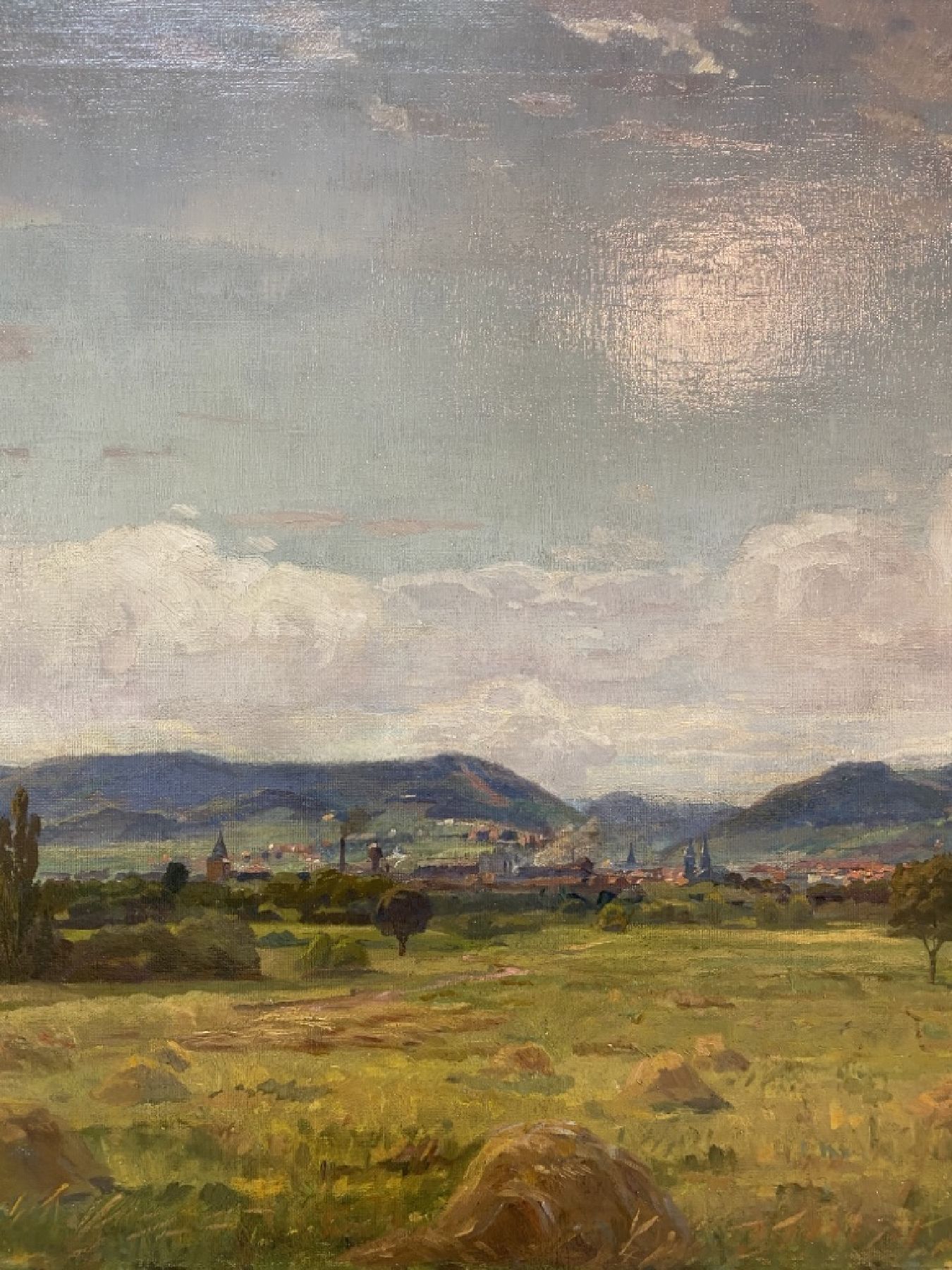 Detail f: August Croissant, 1870 Landau-1941 Edenkoben, Blick auf Neustadt an der Weinstraße, Öl/Lwd, rechts unten signiert und datiert 1918, ca. 67x106cm