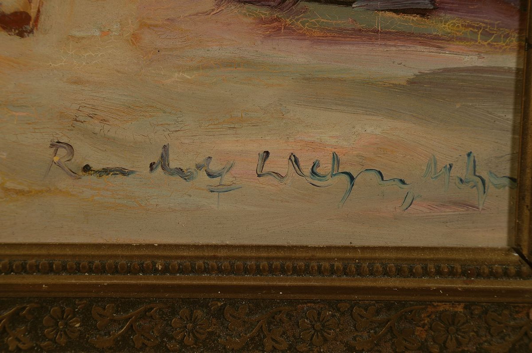 Detail a: Randolf Wehn, 1911-1987 München, Markt in einer südlichen Stadt, Öl/Lwd, rechts unten signiert, ca. 36x70cm, R. ca. 48x82cm